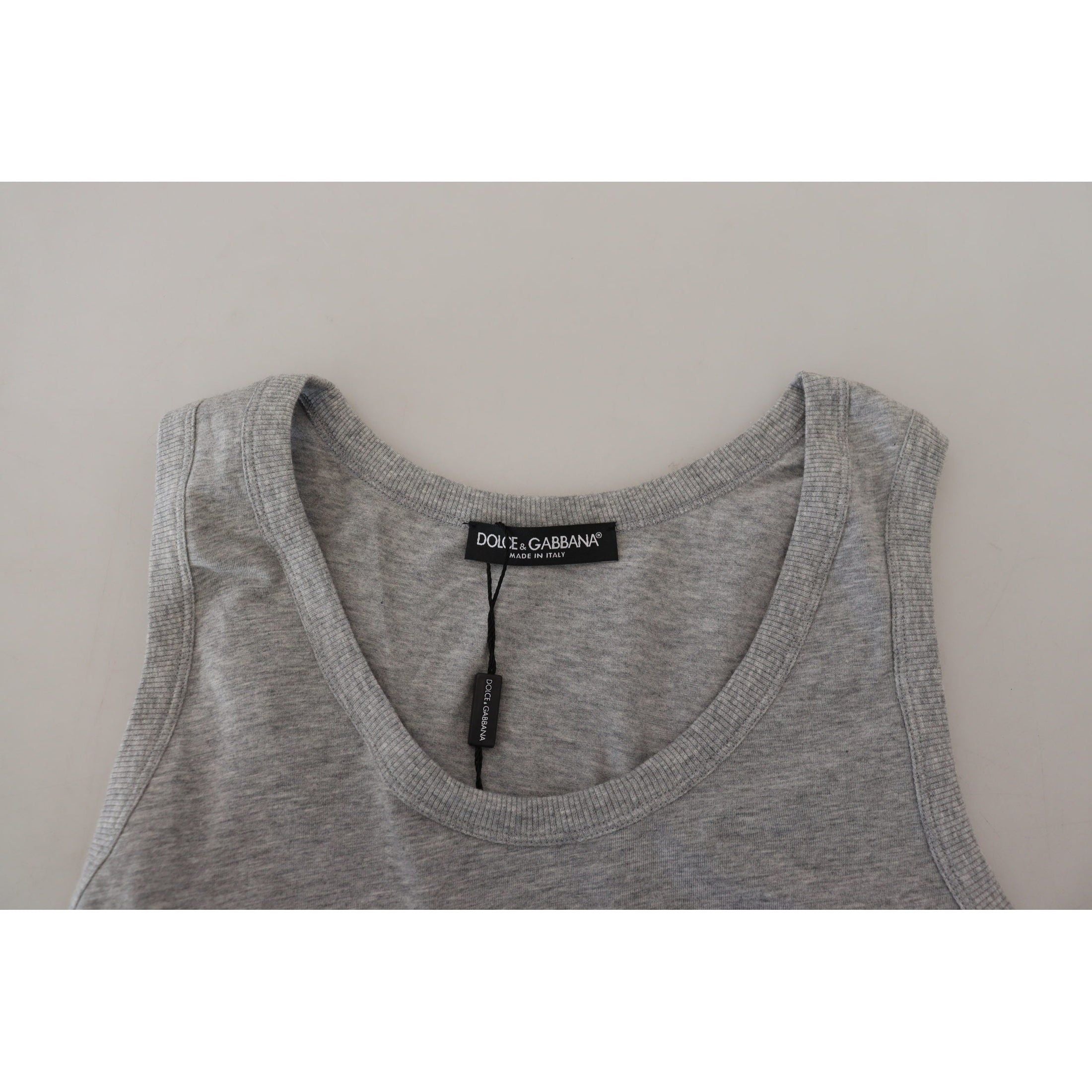 Sleek Sleeveless Grey Cotton Tank Top