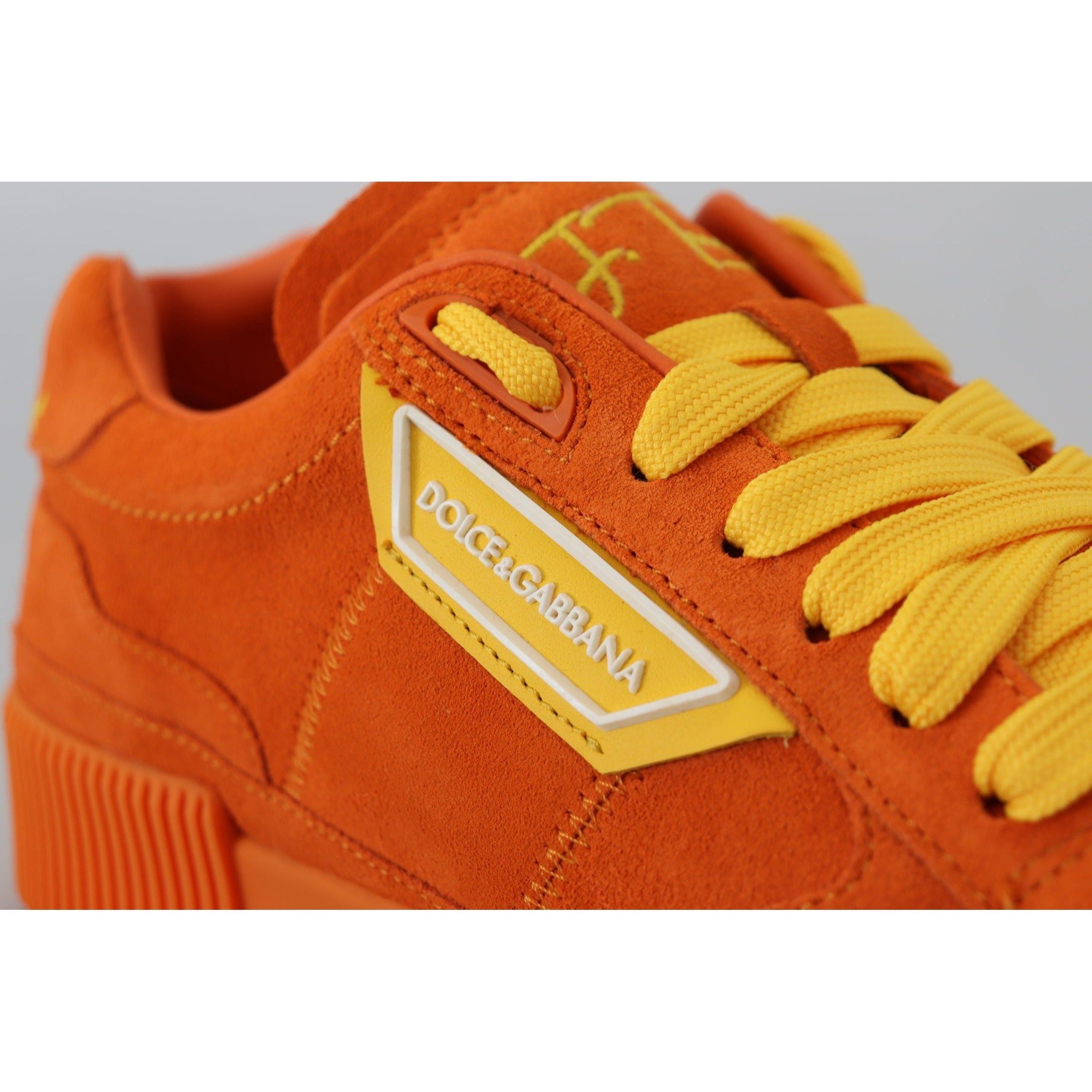 Chic Orange Suede Lace-Up Sneakers