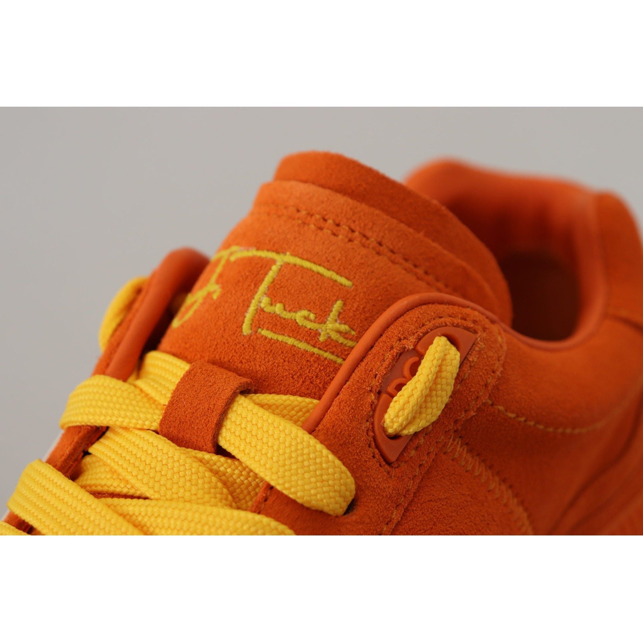 Chic Orange Suede Lace-Up Sneakers