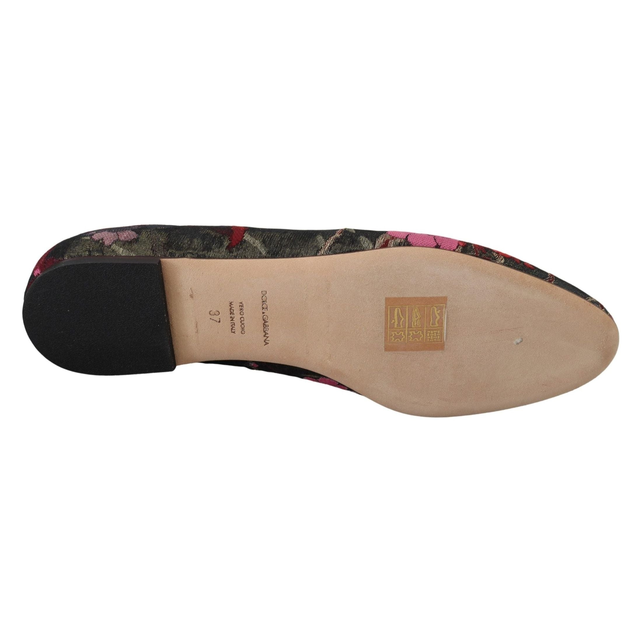 Multicolor Leather and Fabric Flats with Sacred Heart Patch