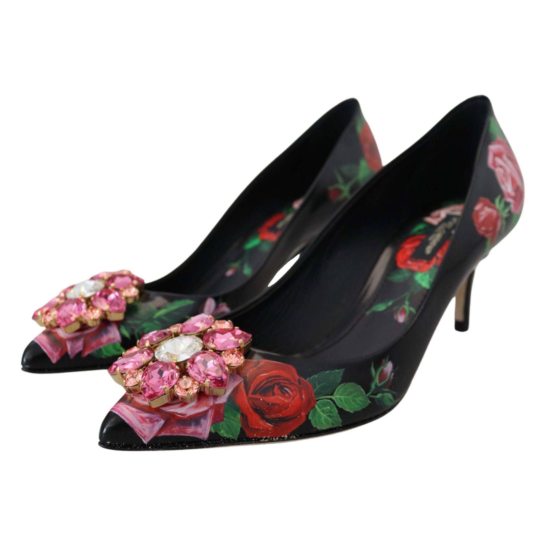 Elegant Floral Crystal Pumps