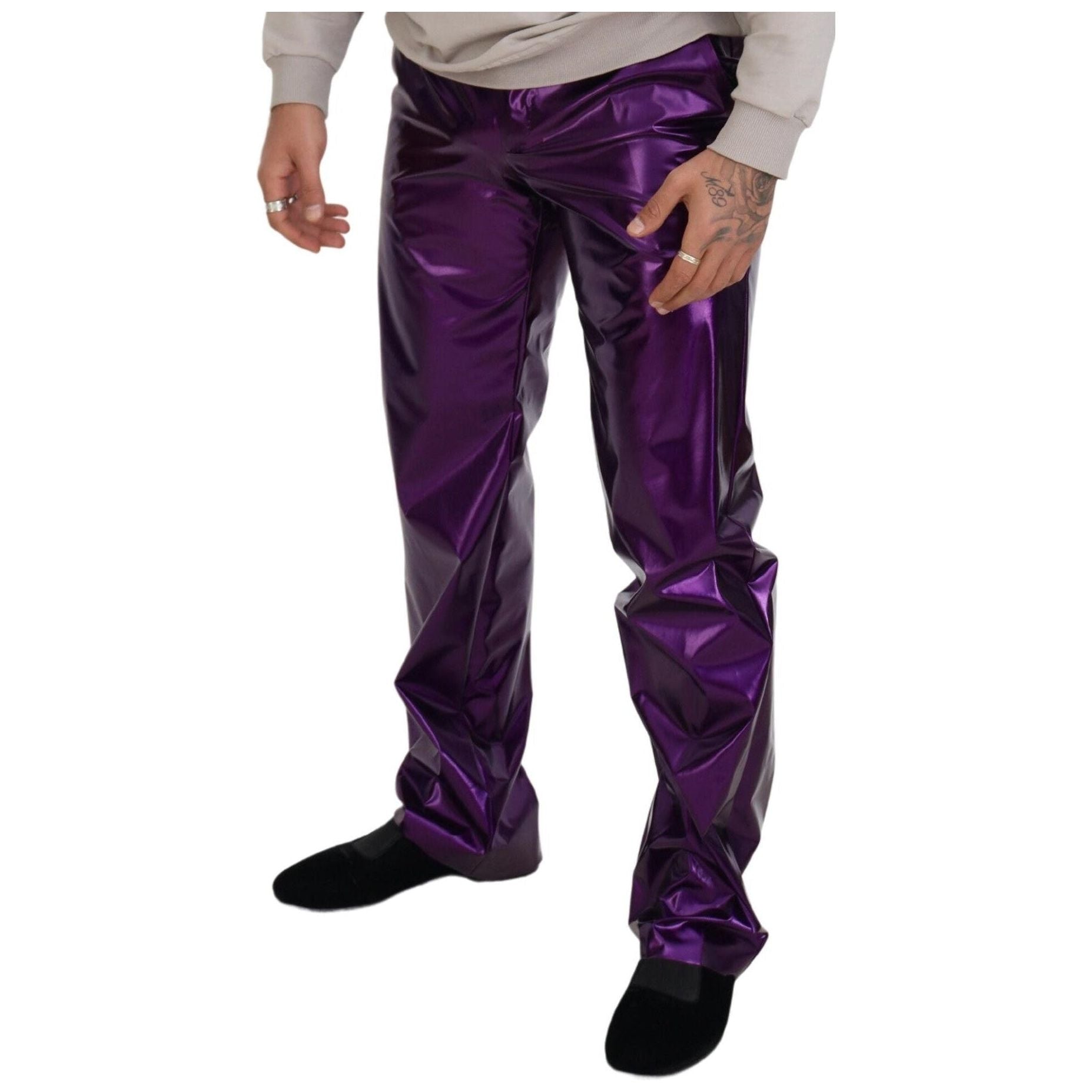 Elegant Shining Purple Straight Fit Pants