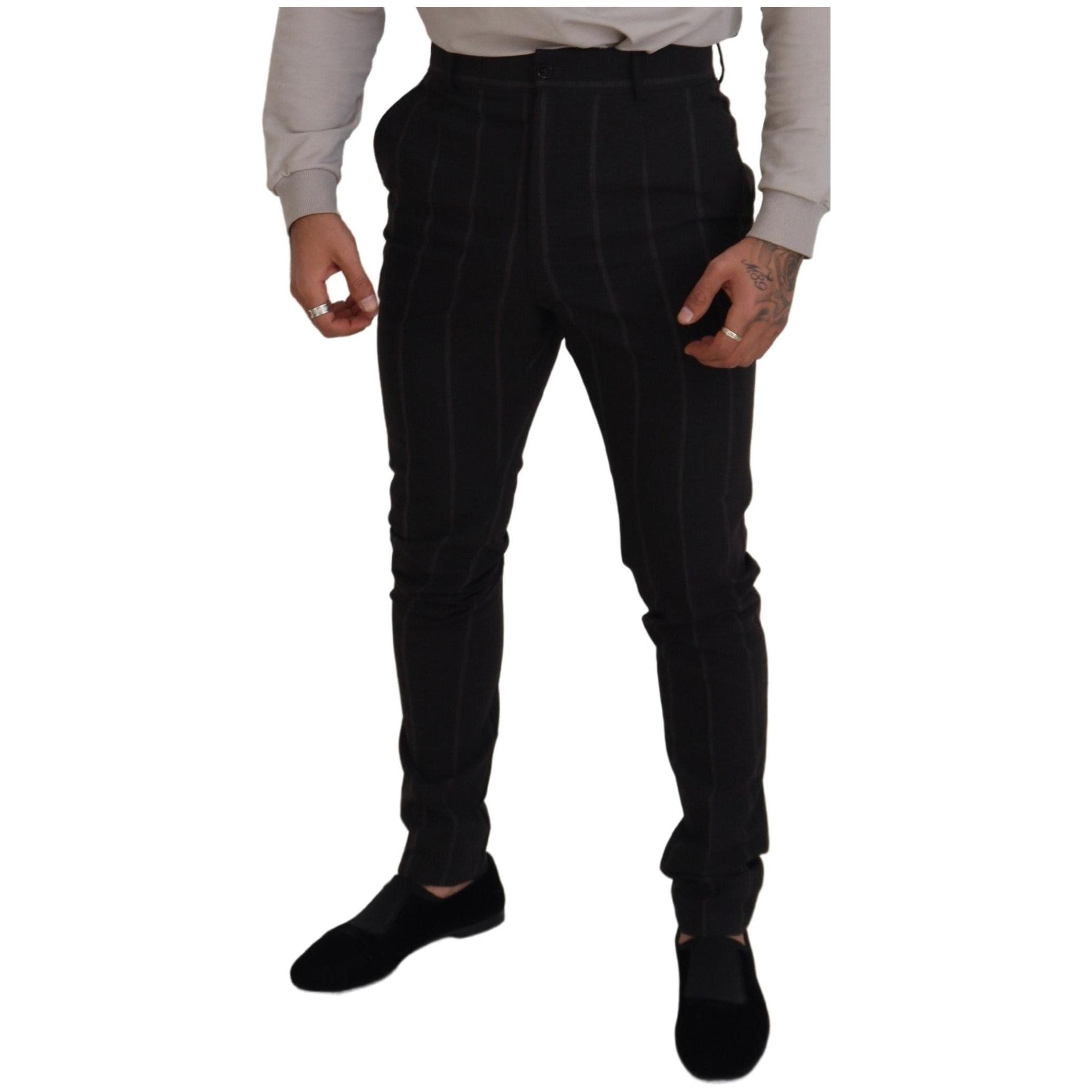 Elegant Black Striped Chino Pants