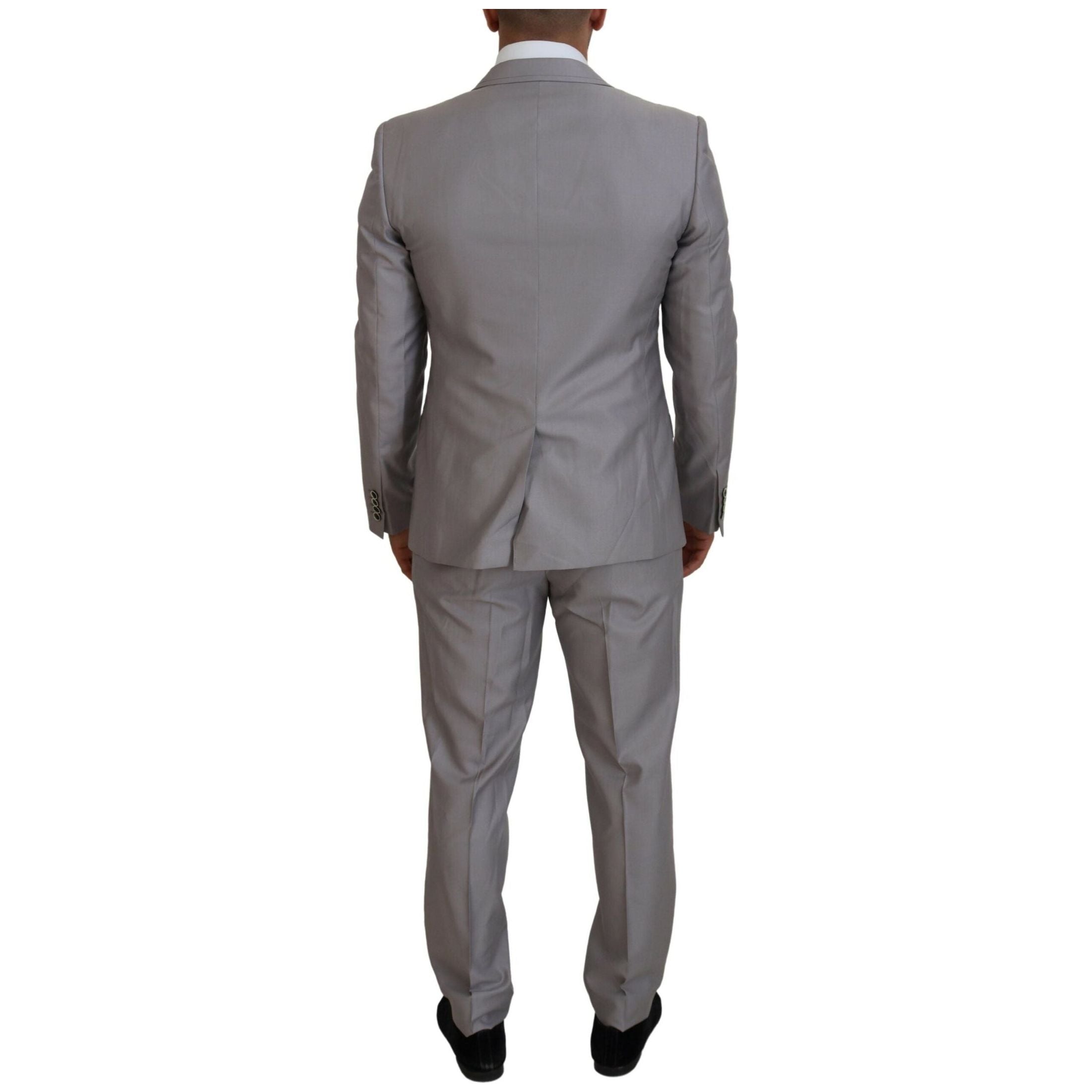 Elegant Silver Slim Fit Three-Piece Suit