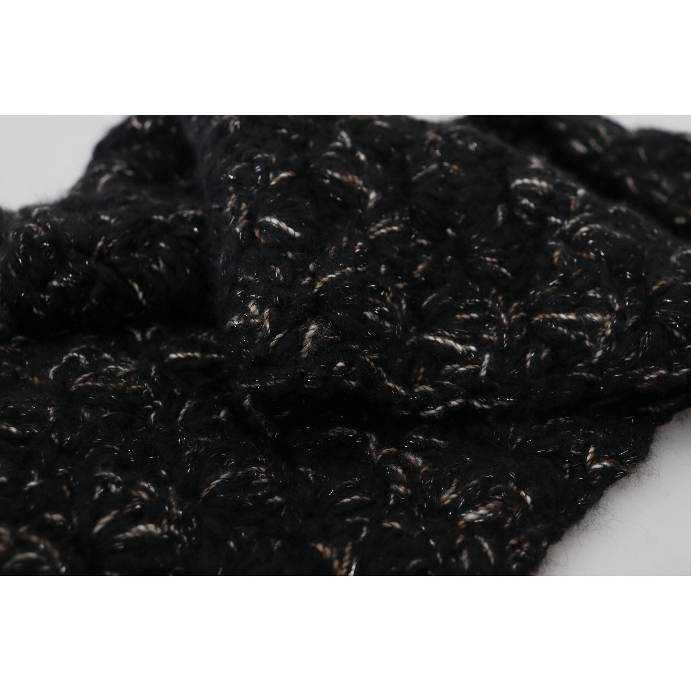 Elegant Virgin Wool Blend Black Scarf