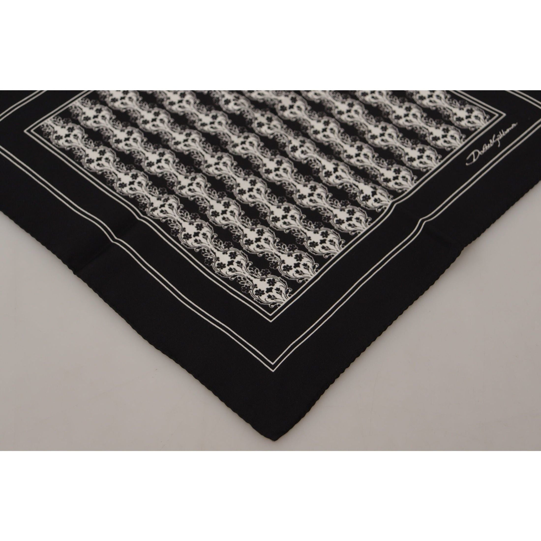 Elegant Black Silk Men's Square Scarf