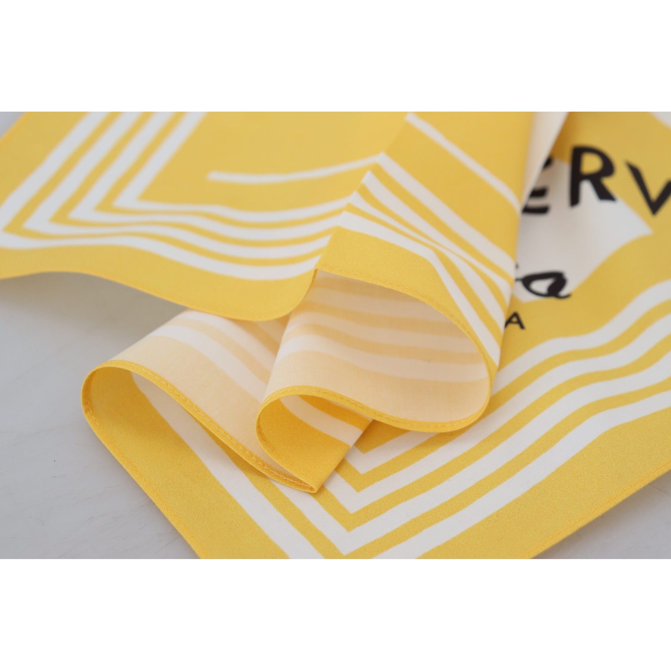 Elegant Yellow Cotton Square Scarf