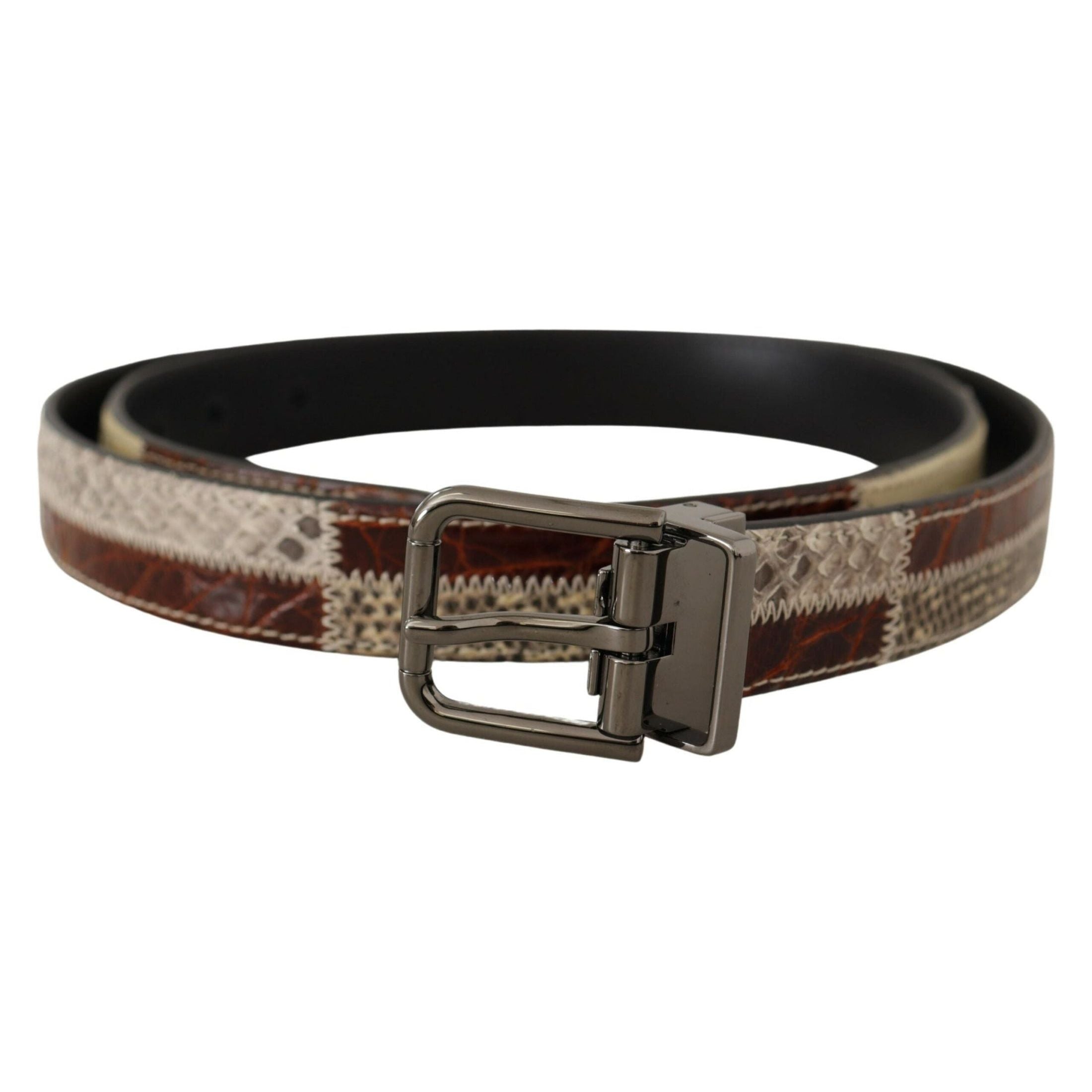 Multicolor Patchwork Snakeskin Belt