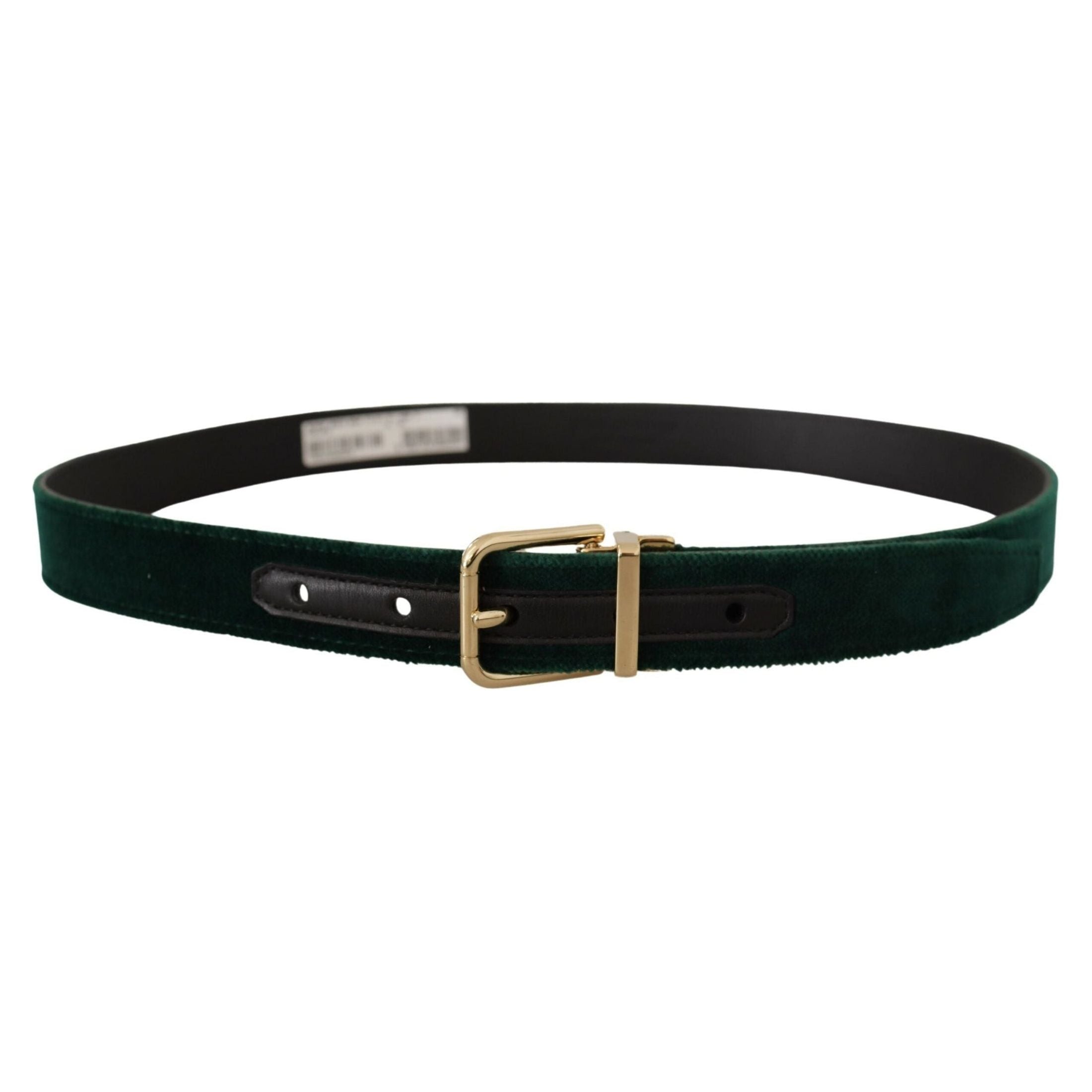 Emerald Velvet Designer Belt with Golden Buckle