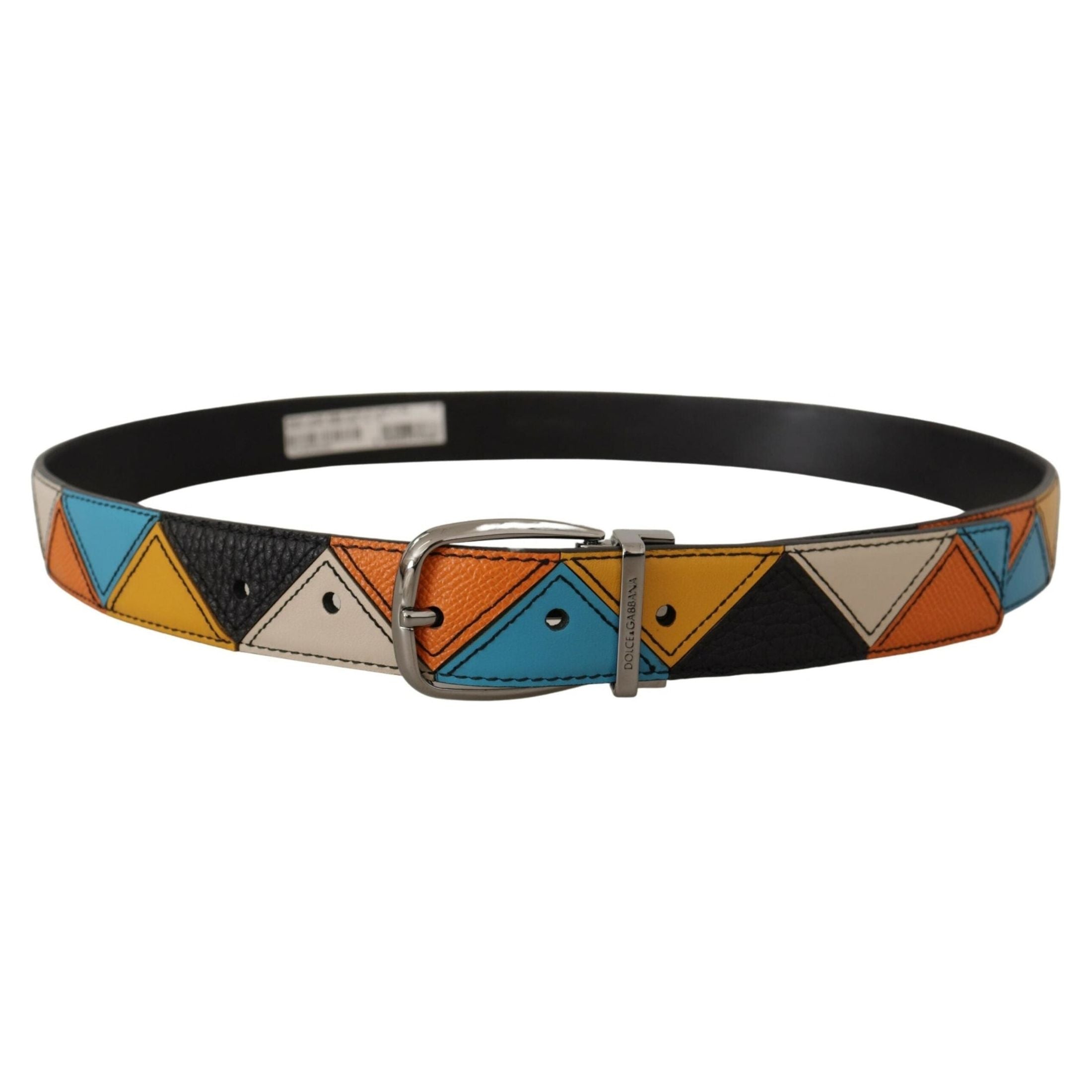 Elegant Multicolor Leather Belt with Silver Buckle