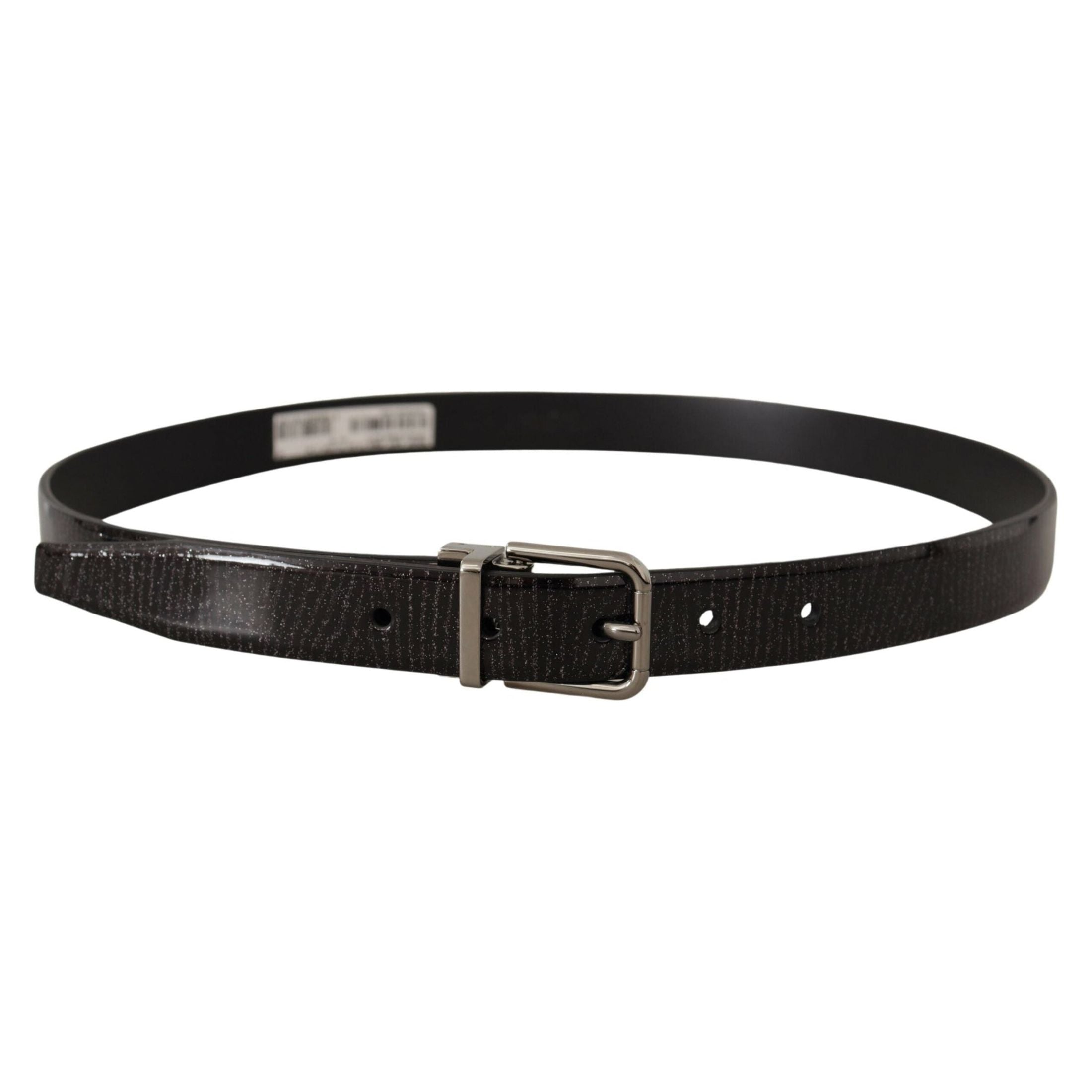 Elegant Black Leather Belt with Silver Buckle