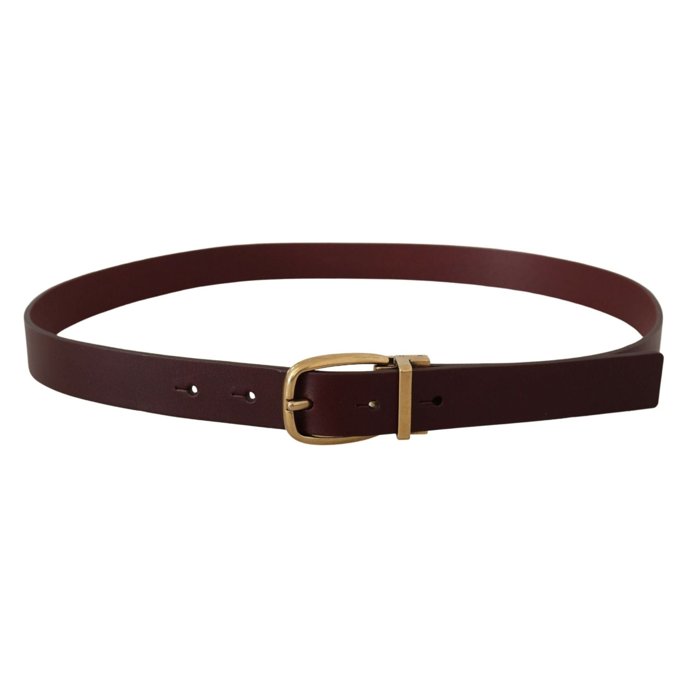 Elegant Brown Leather Belt with Gold Buckle