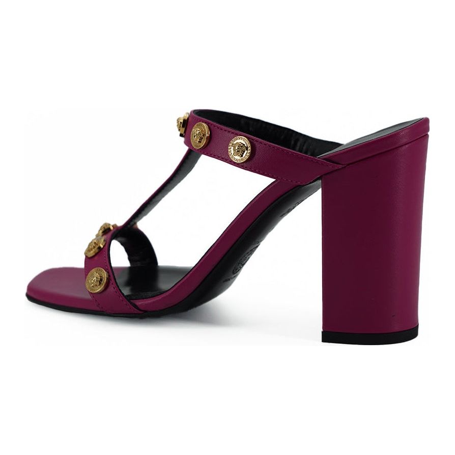 Elegant Purple Calf Leather High Sandals