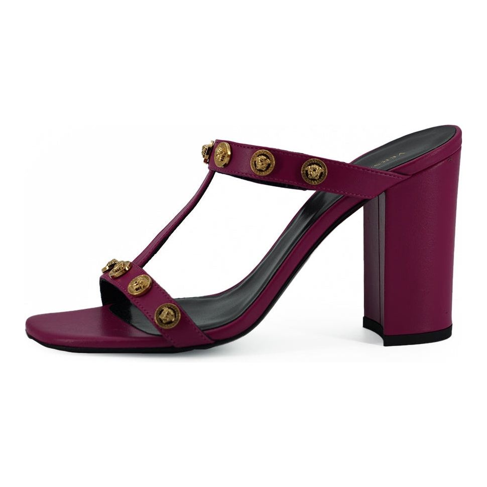 Elegant Purple Calf Leather High Sandals