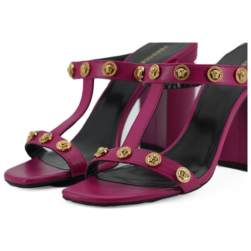 Elegant Purple Calf Leather High Sandals