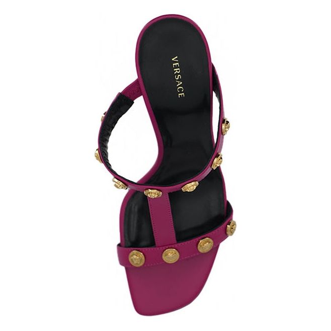 Elegant Purple Calf Leather High Sandals