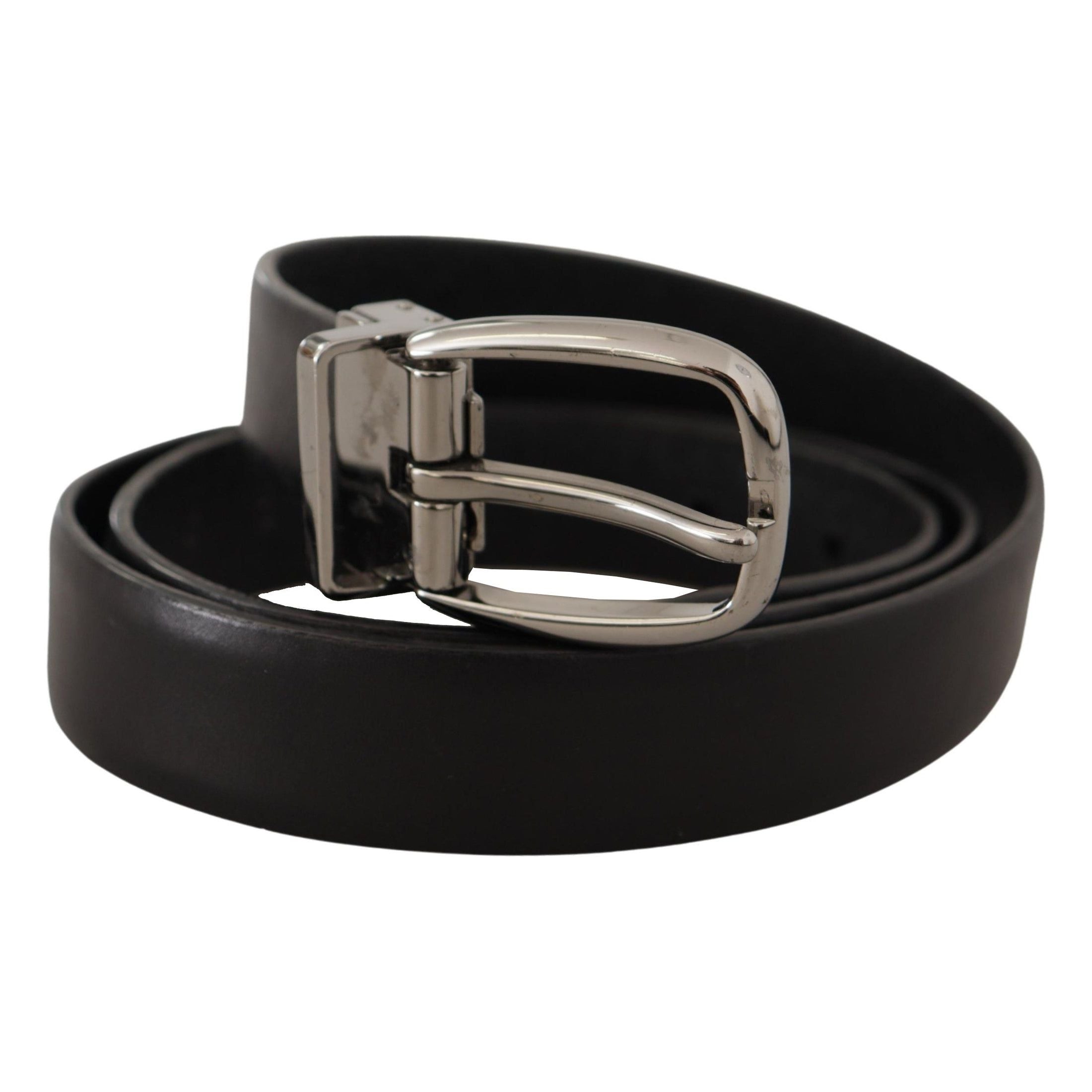 Elegant Black Leather Designer Belt