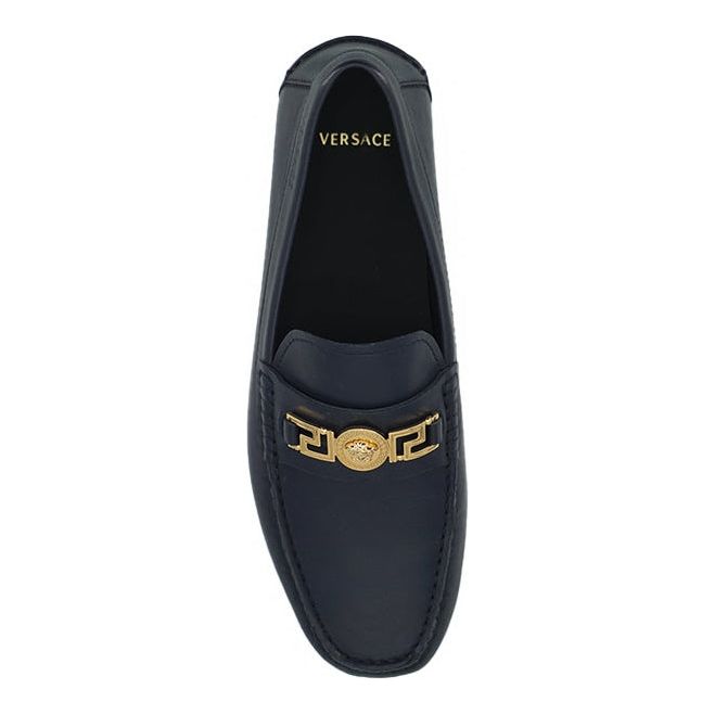 Elegant Navy Blue Calf Leather Loafers