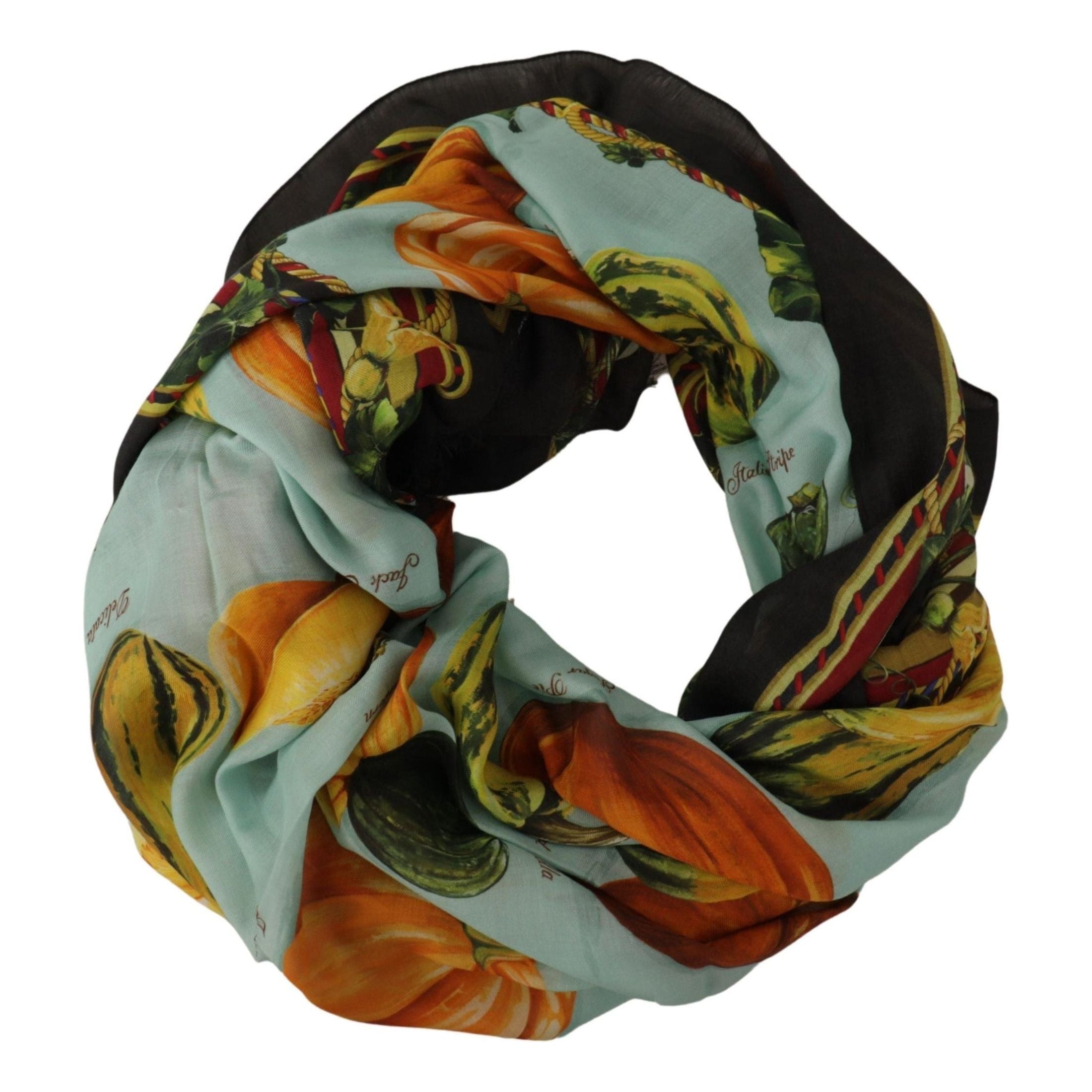 Vegetable Print Silk Blend Scarf