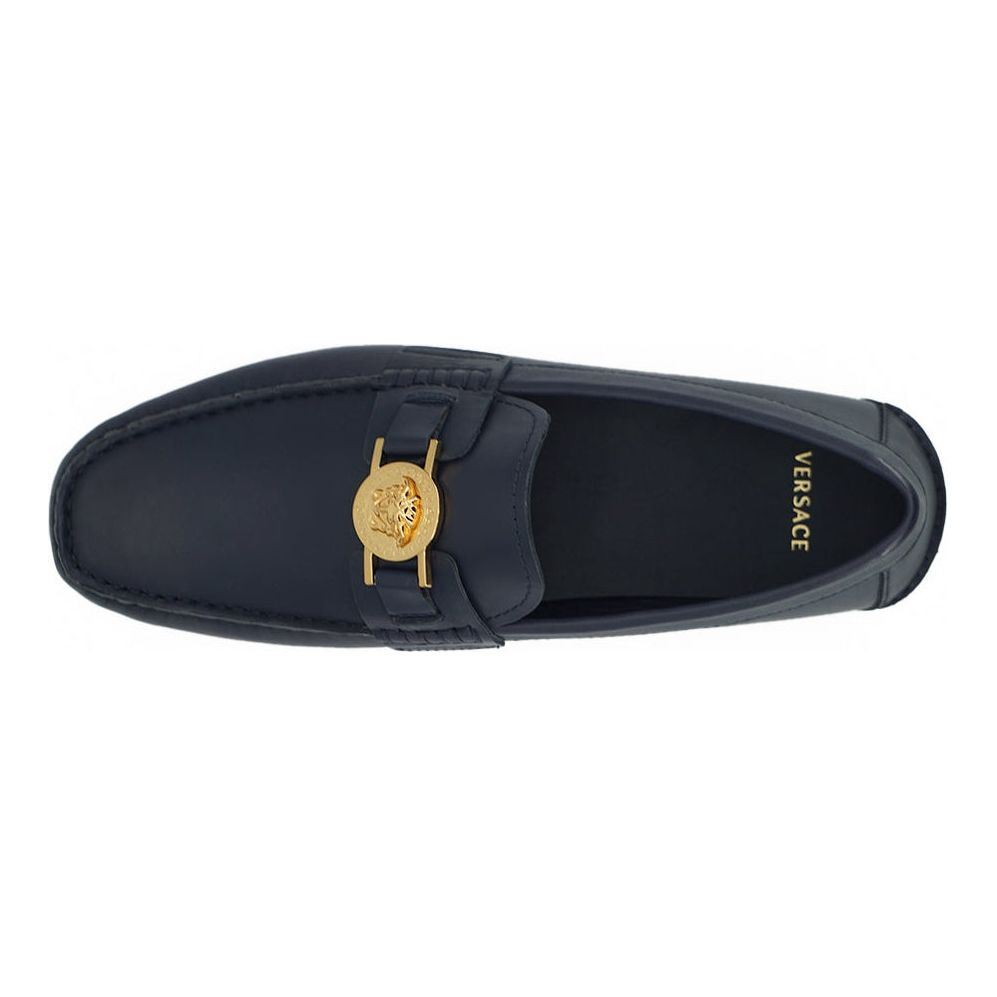 Elegant Navy Blue Calf Leather Loafers