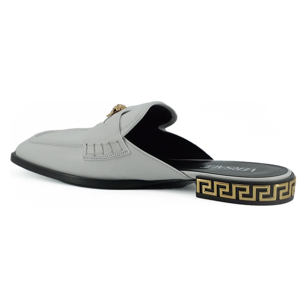 Elegant White Leather Flat Slides