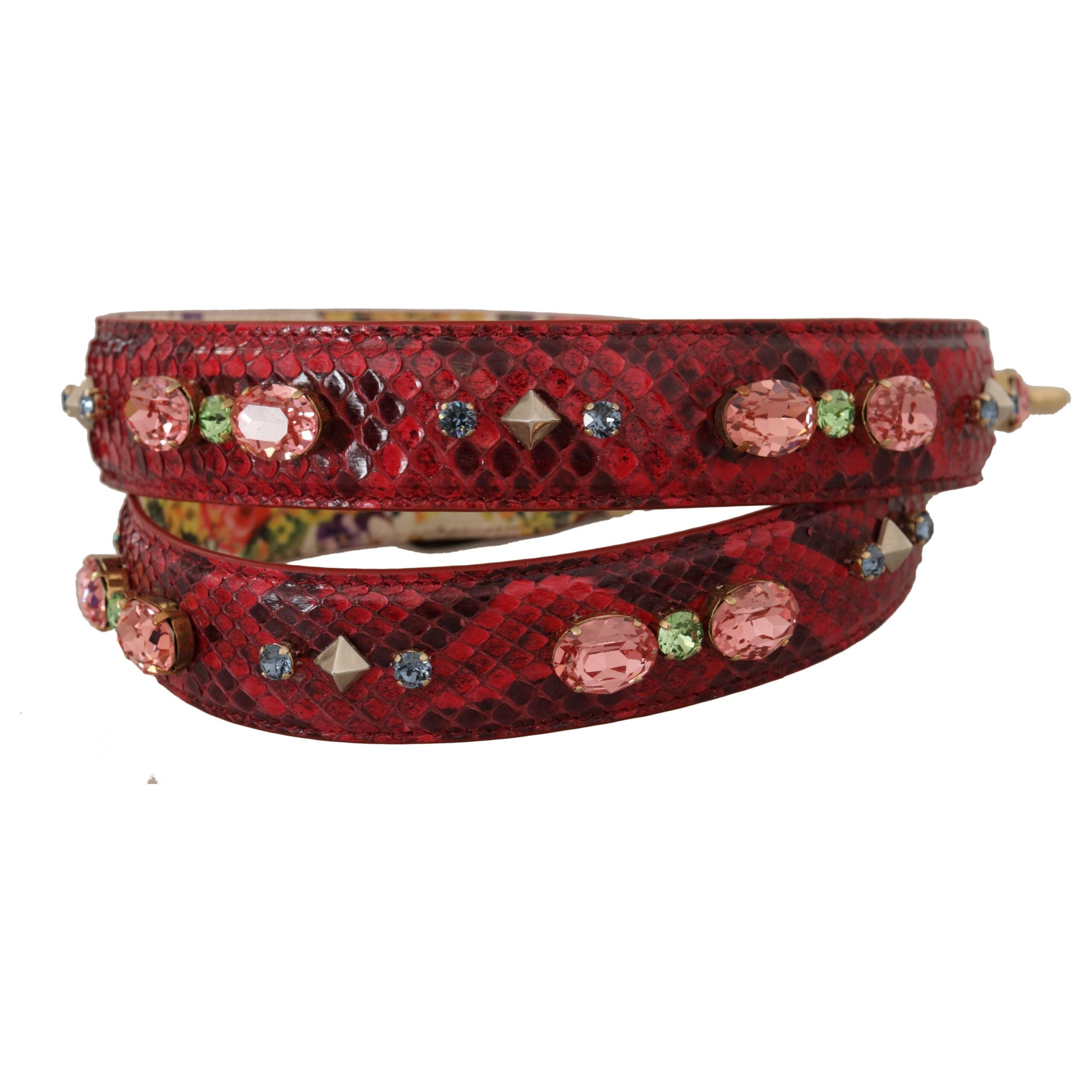 Elegant Red Python Leather Bag Strap