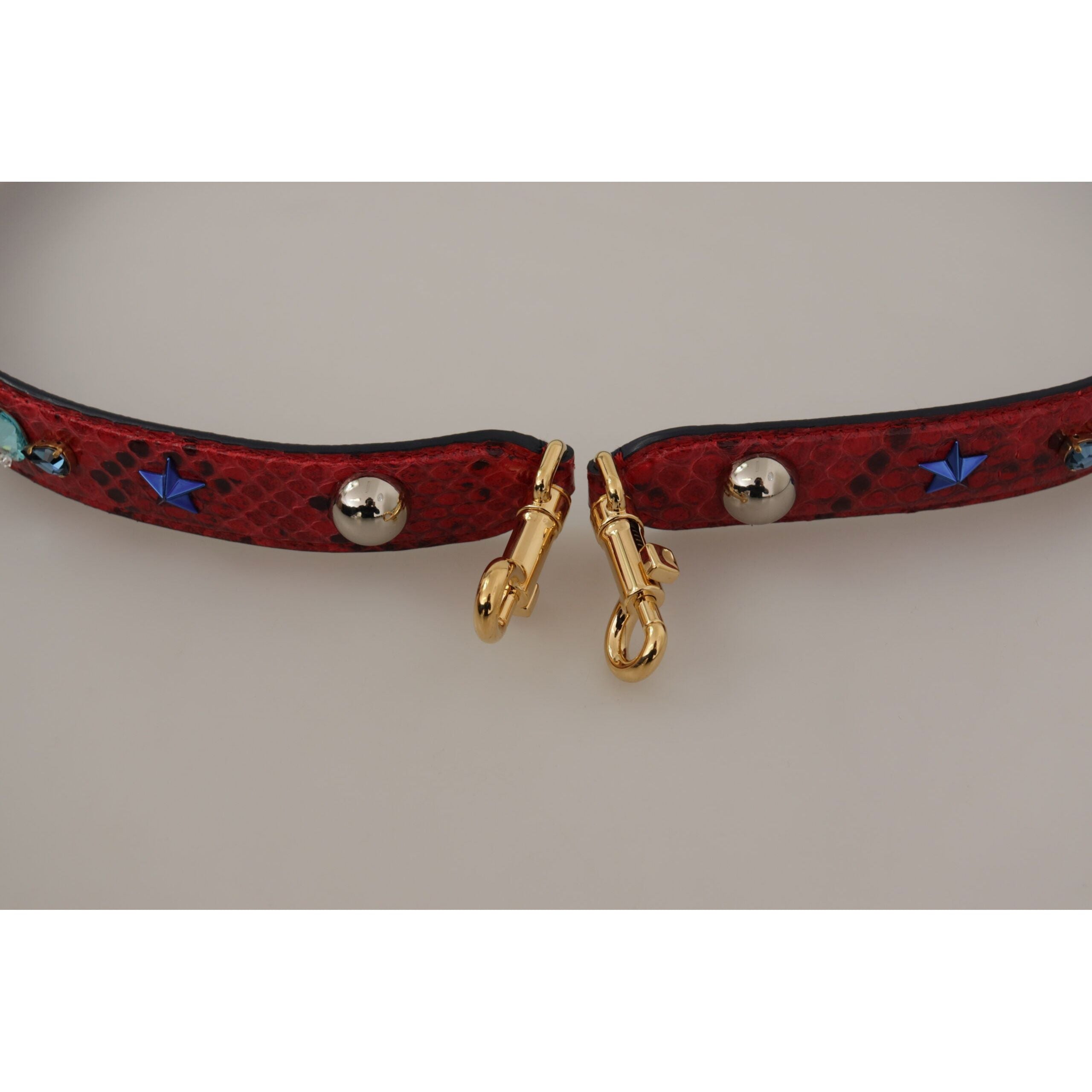 Chic Red Python Leather Shoulder Strap