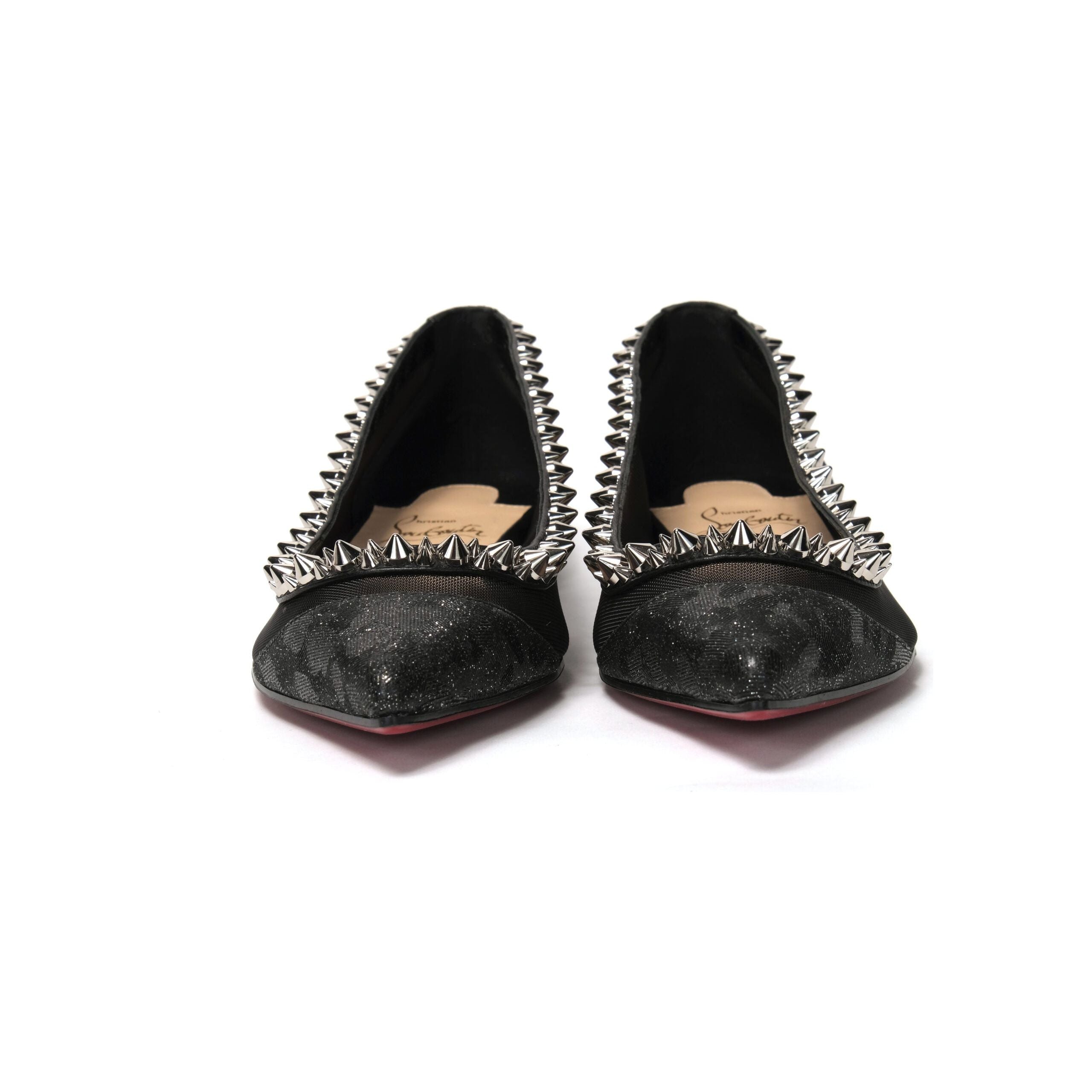 Black Silver Flat Point Toe Shoe