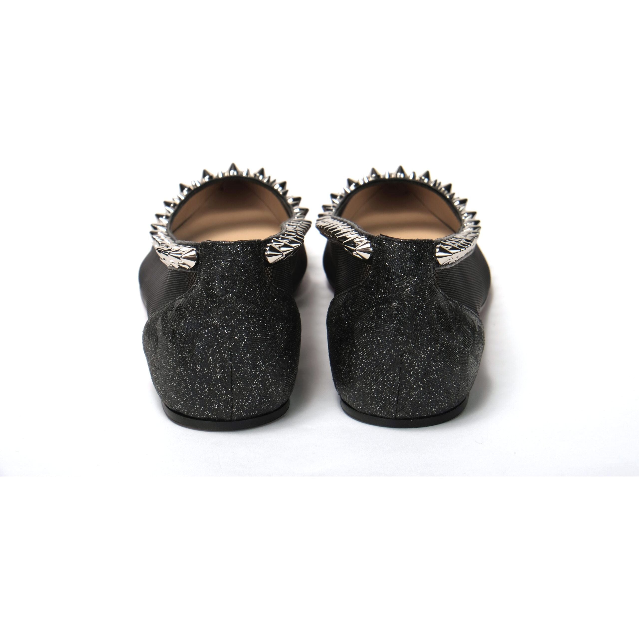 Black Silver Flat Point Toe Shoe