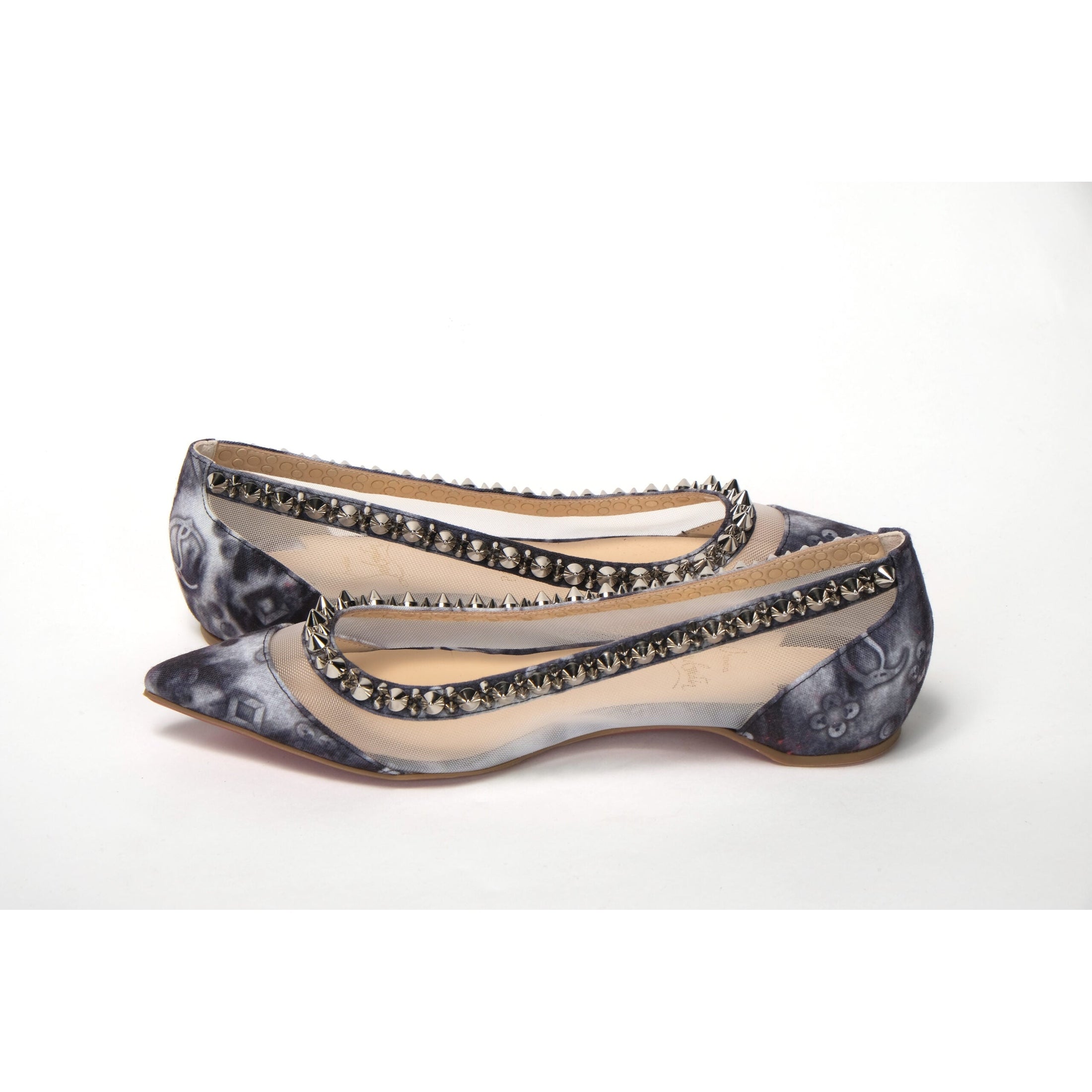 Multicolor Print Silver Flat Point Toe Shoe