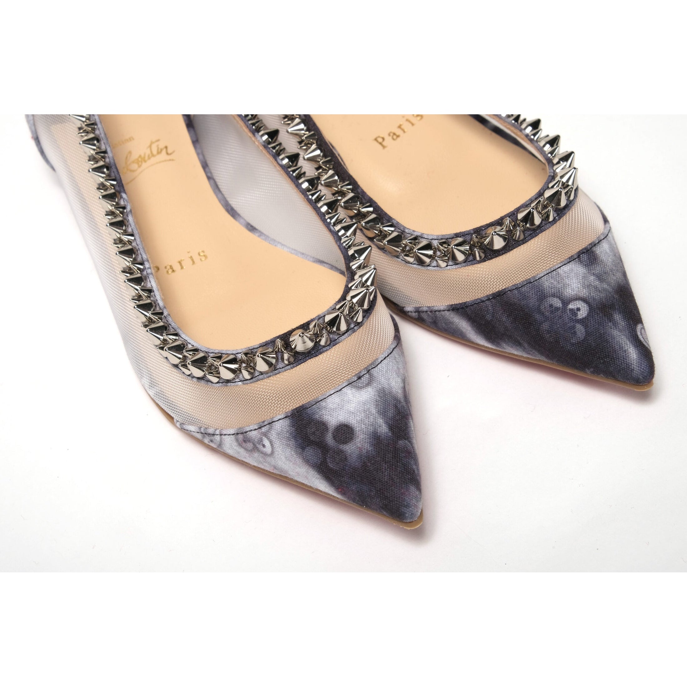 Multicolor Print Silver Flat Point Toe Shoe