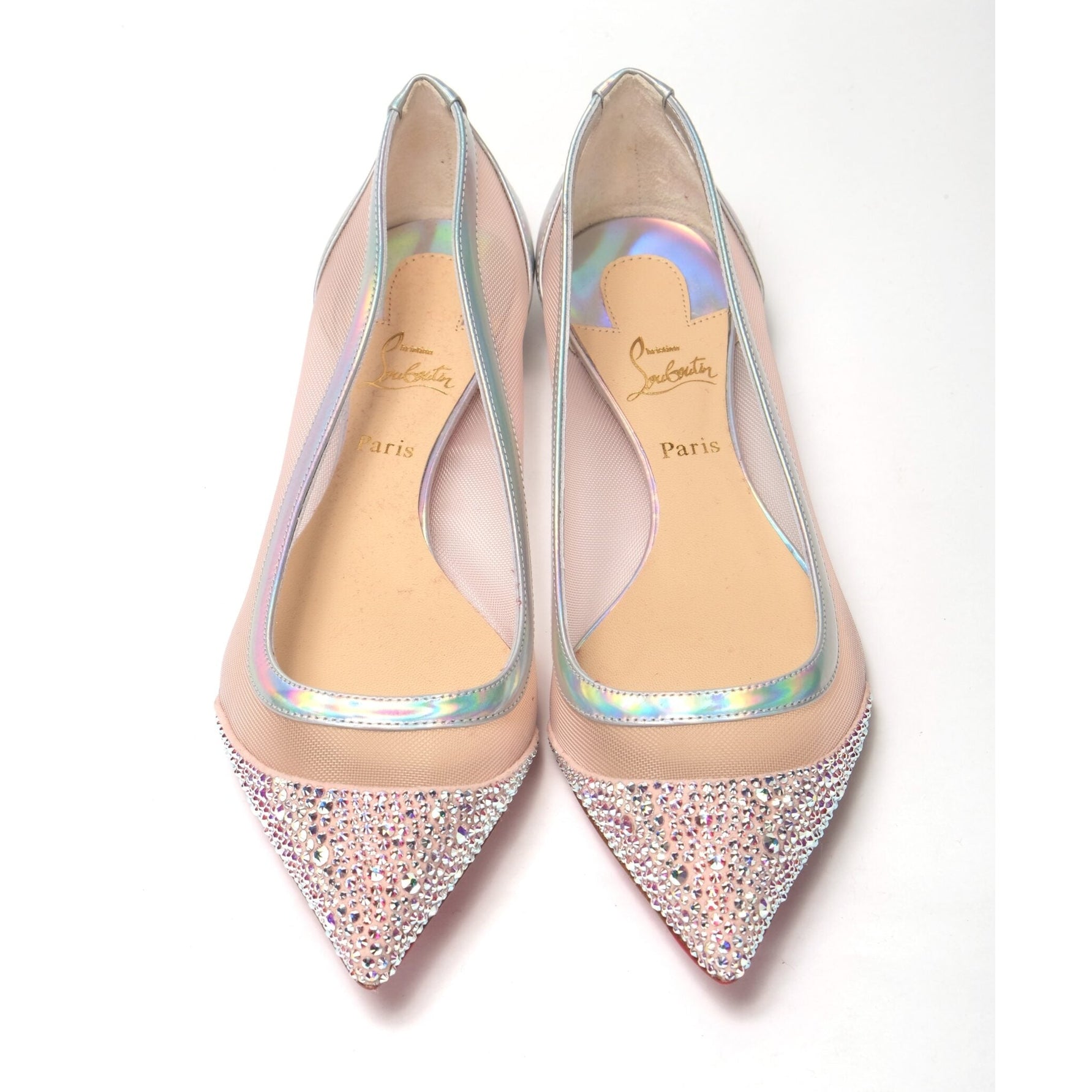 Silver Rose Flat Point Crystals Toe Shoe