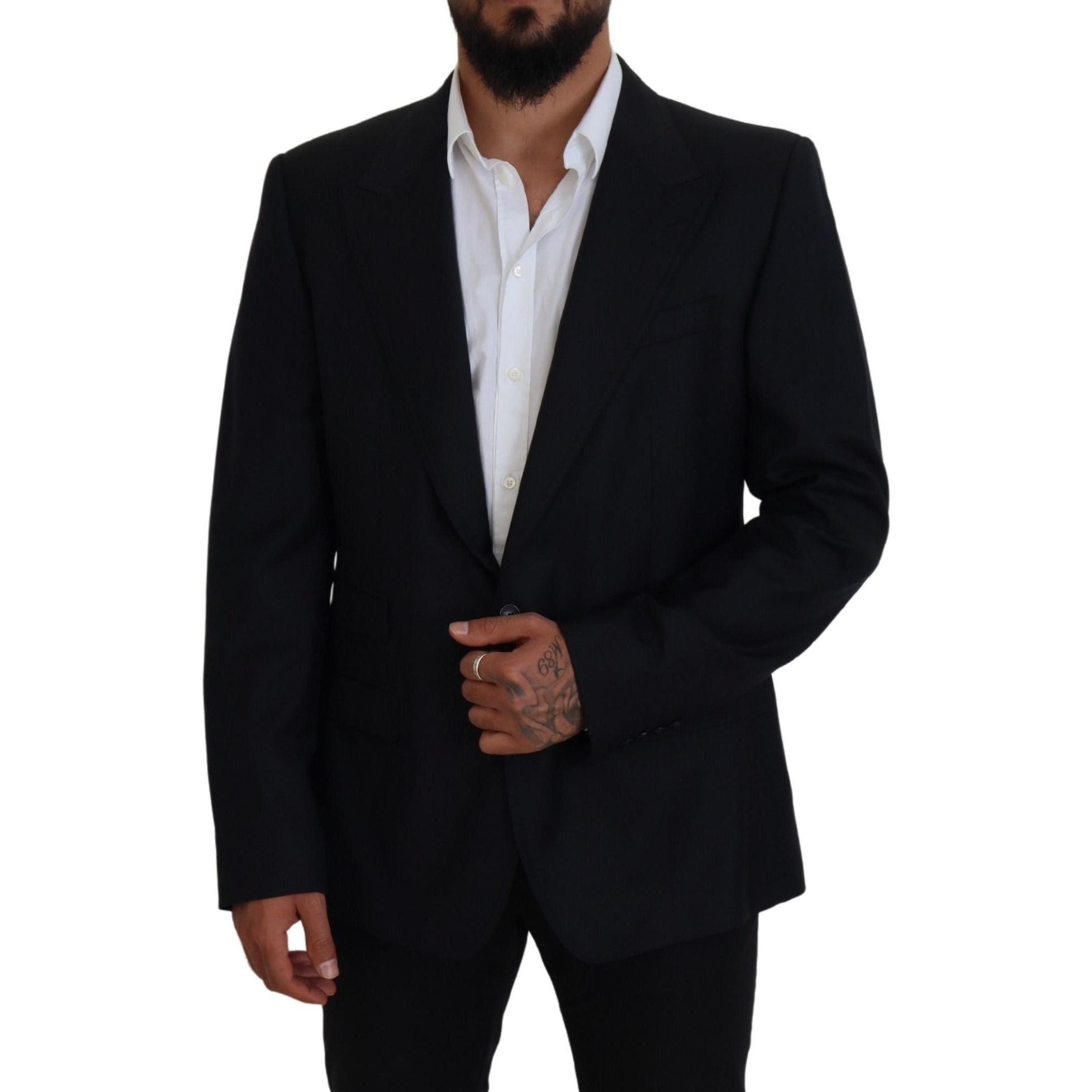 Elegant Dark Blue Single Breasted Blazer