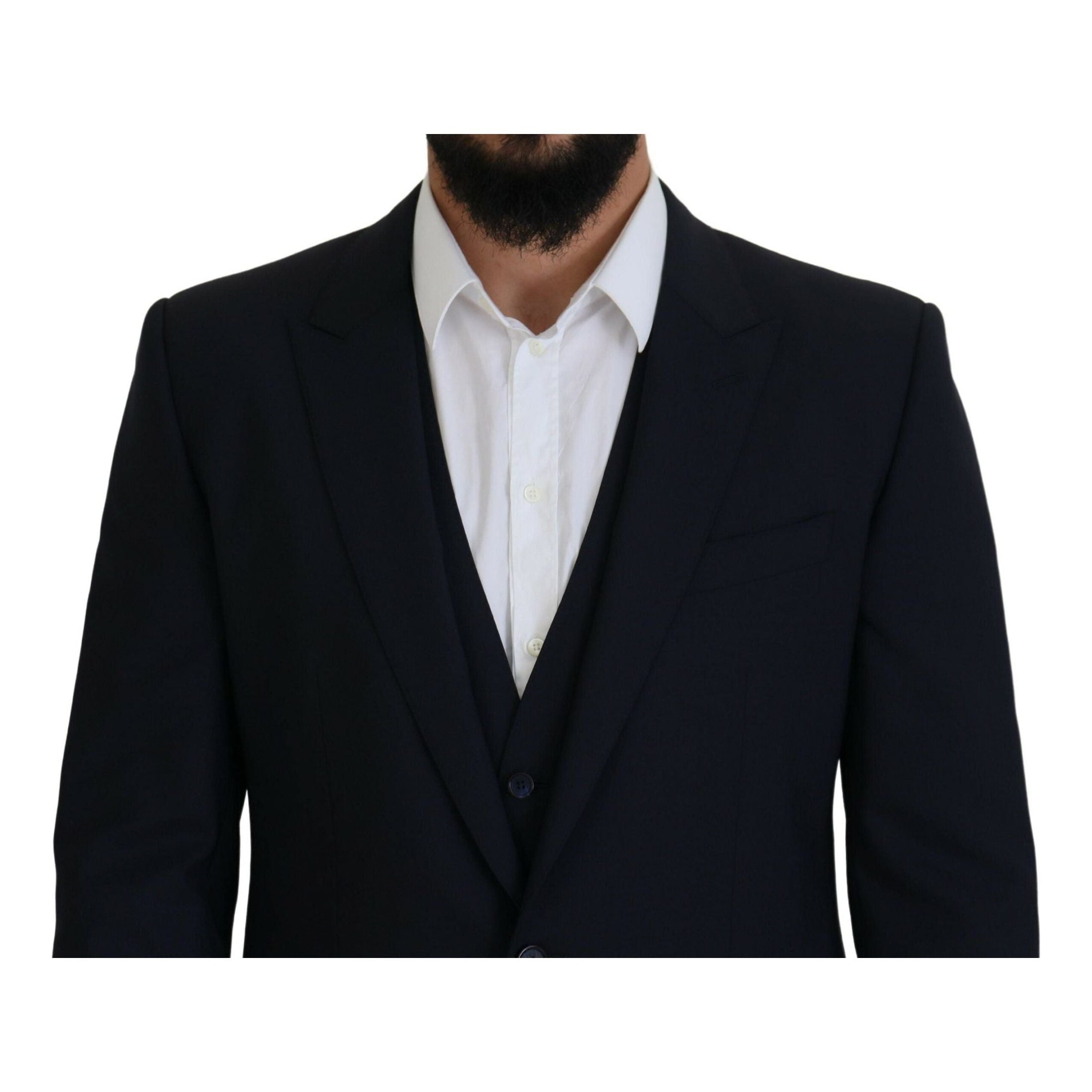 Elegant Navy Wool Blend Martini Blazer