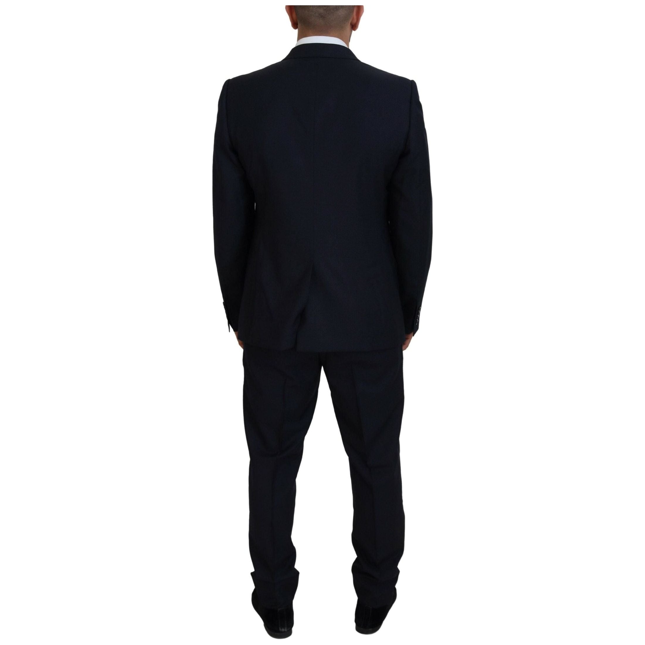 Elegant Blue Martini Wool-Silk Blend Suit