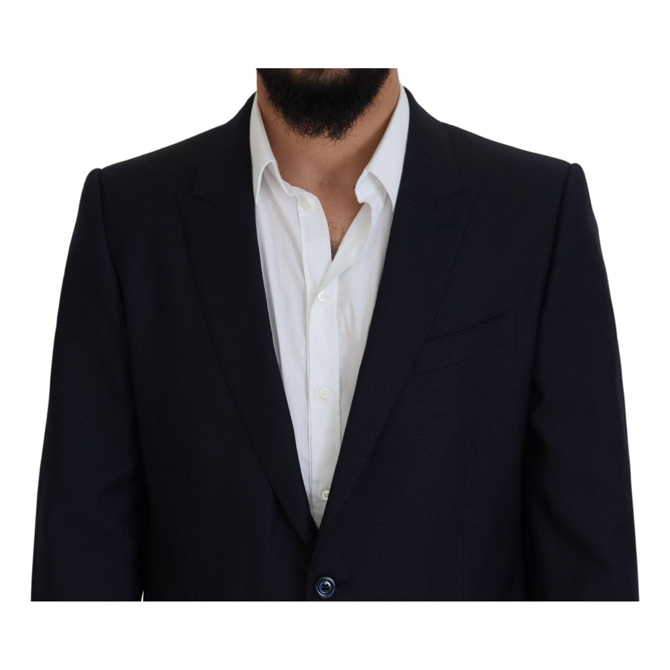 Elegant Blue Martini Wool-Silk Blend Suit