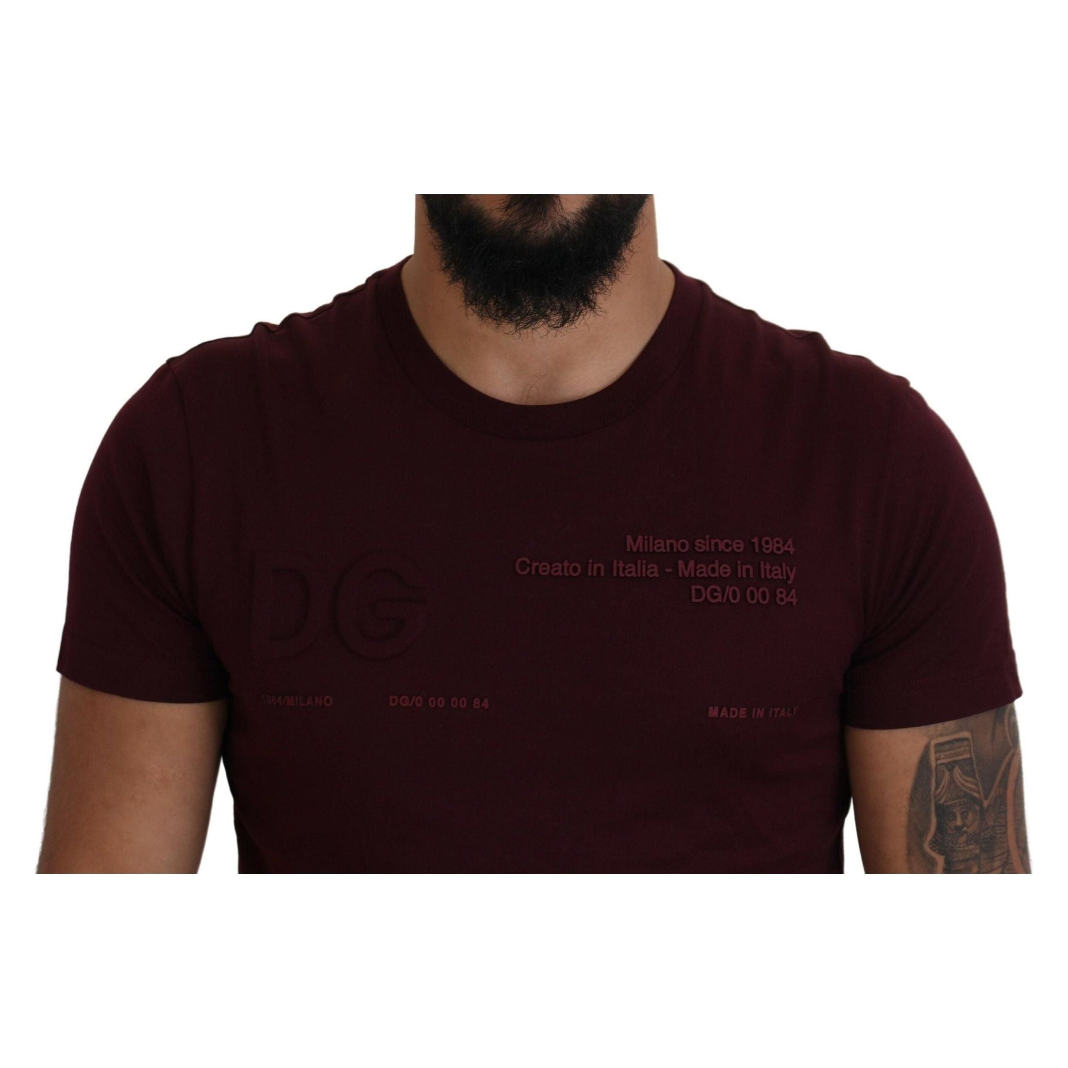 Elegant Maroon Crew Neck Casual Tee