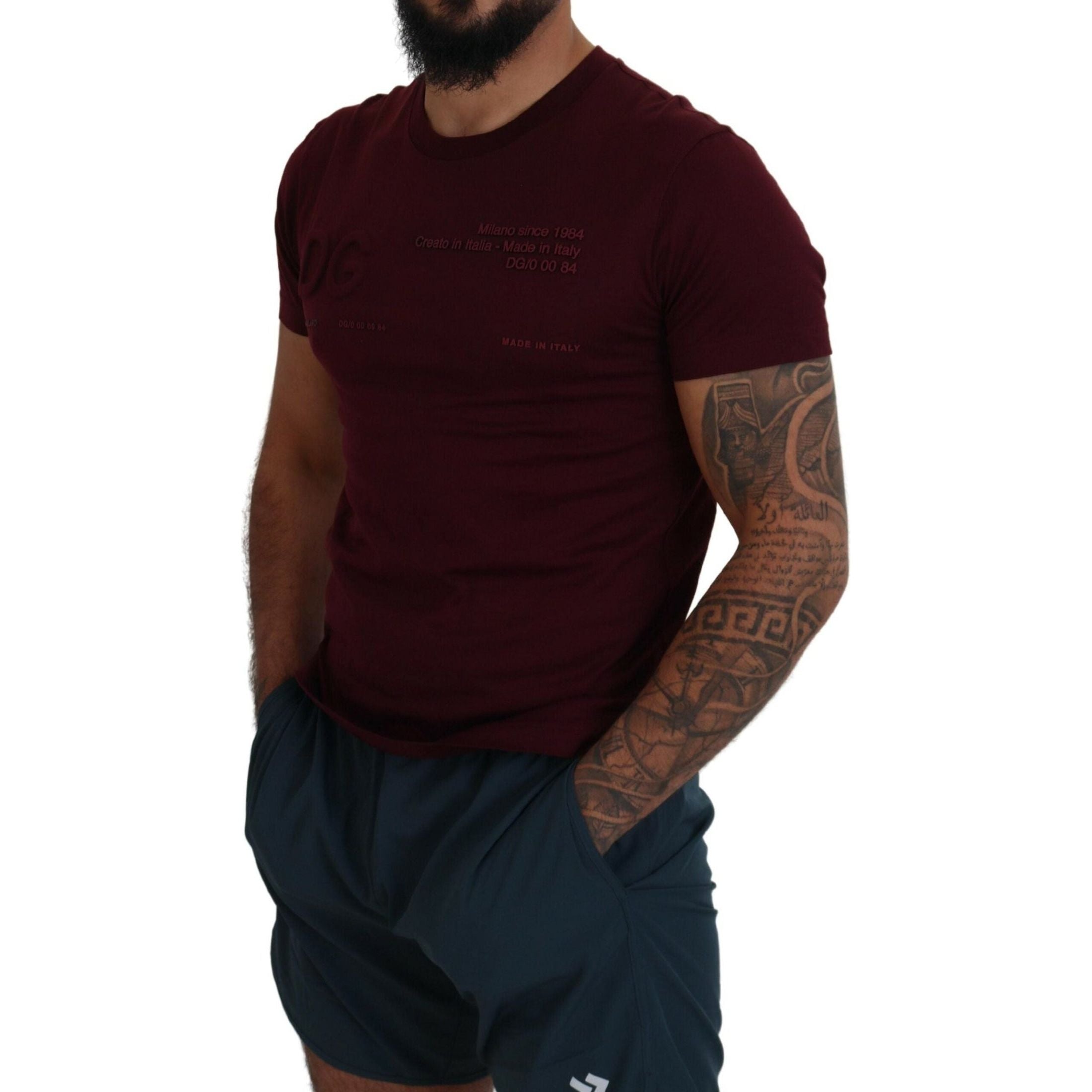 Elegant Maroon Crew Neck Casual Tee