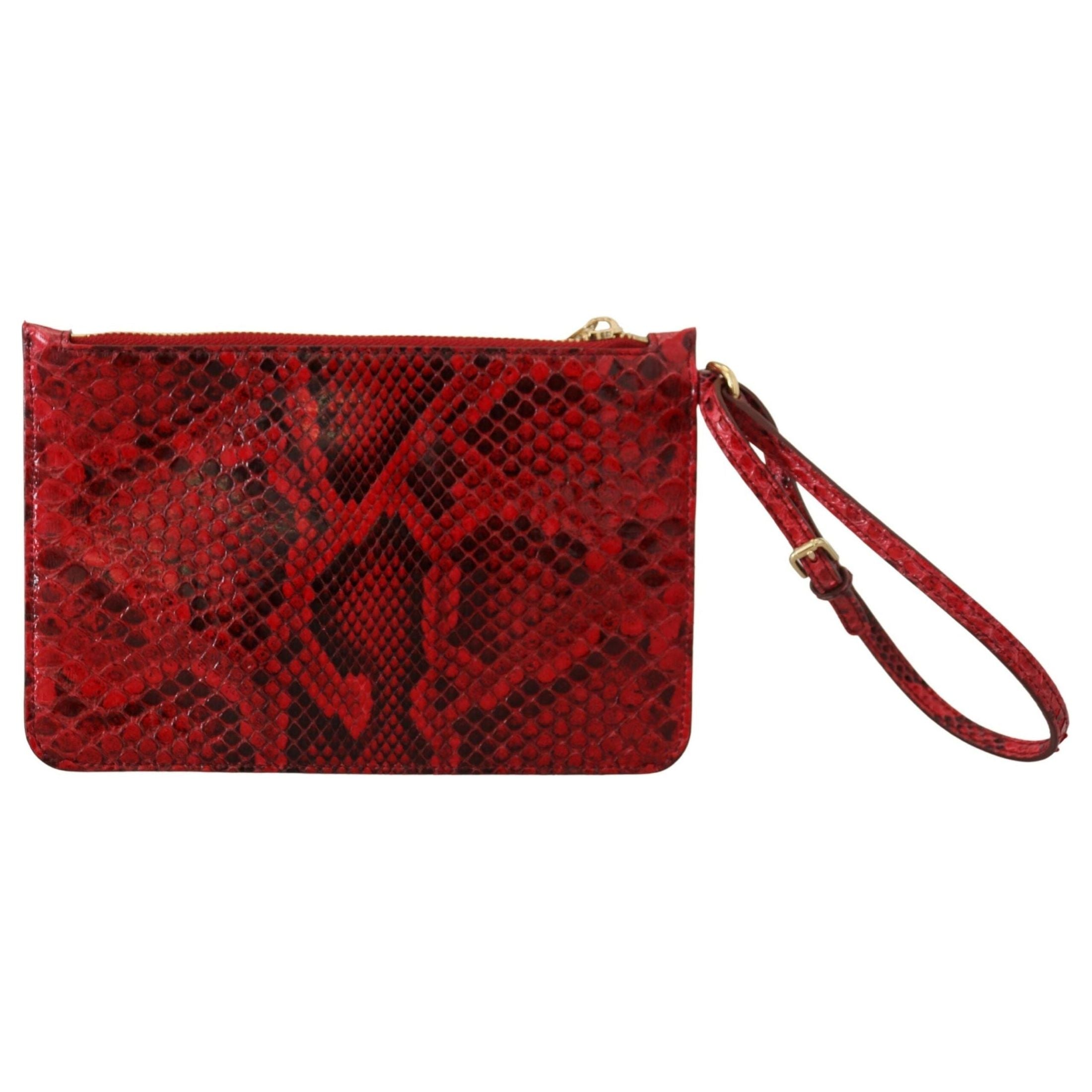 Elegant Red Leather Ayers Snake Clutch