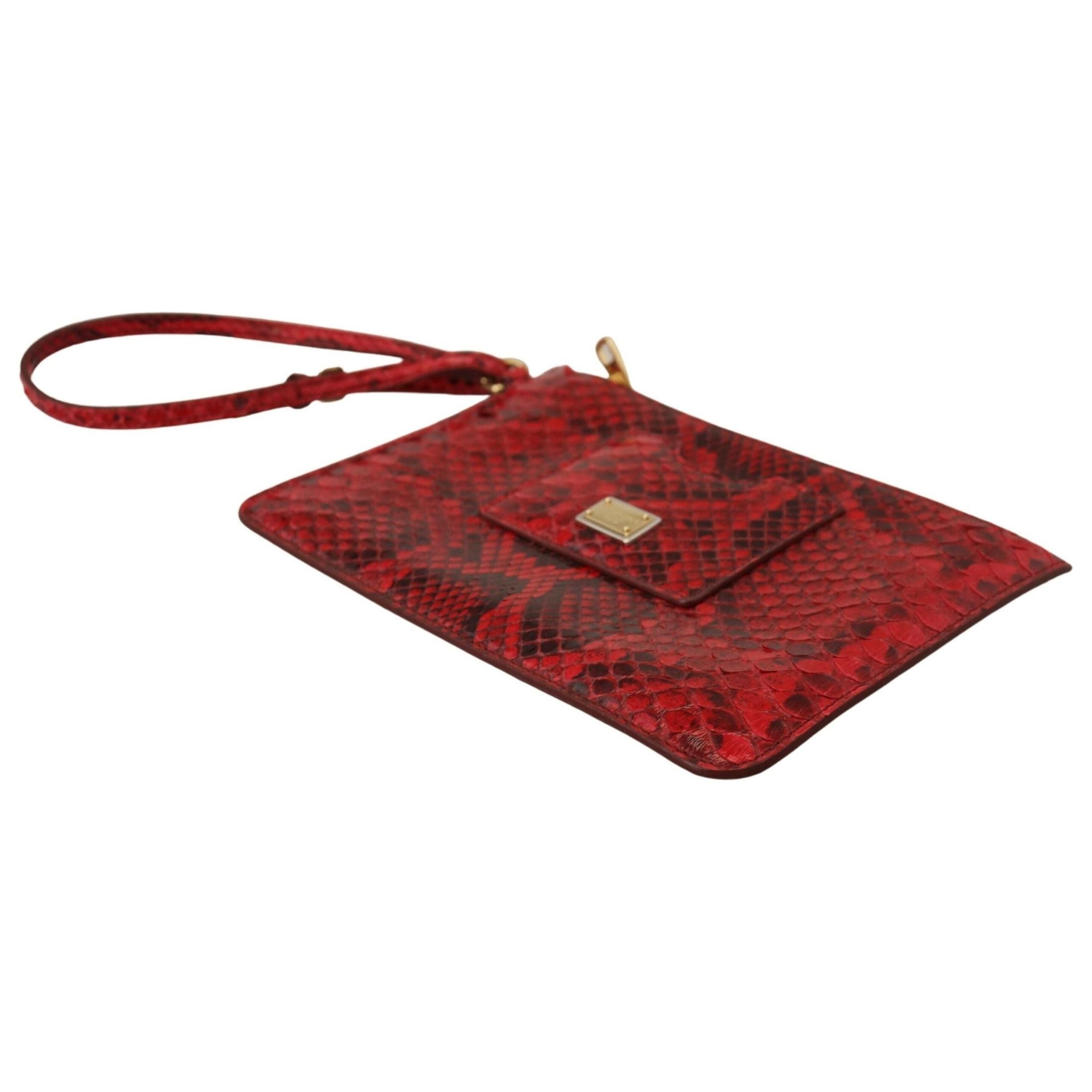 Elegant Red Leather Ayers Snake Clutch