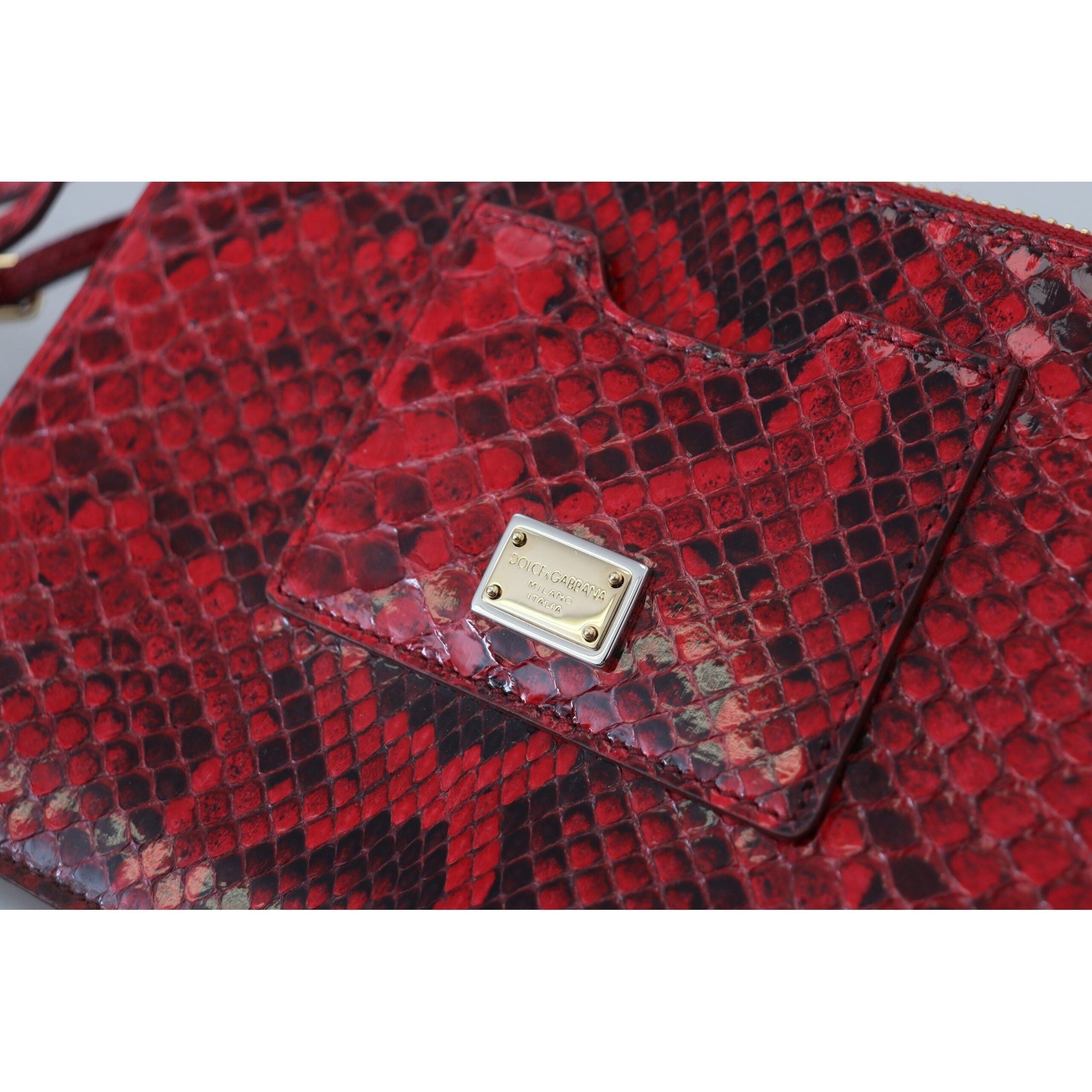 Elegant Red Leather Ayers Snake Clutch