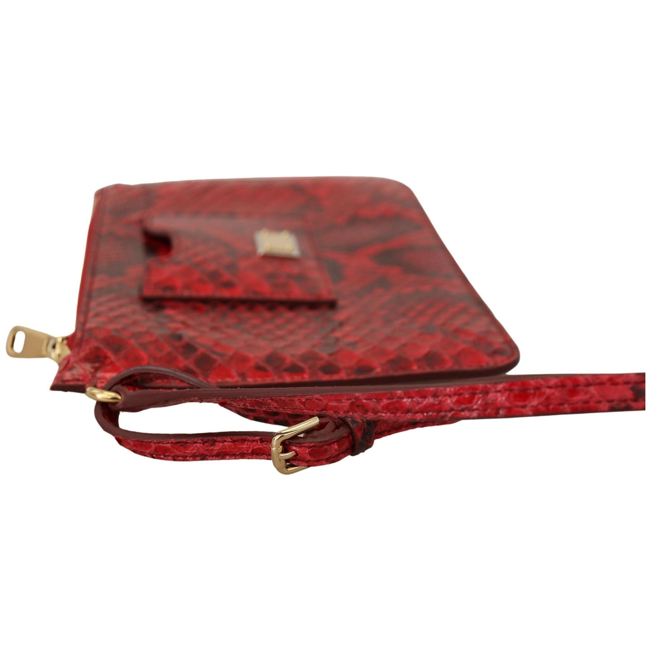 Elegant Red Leather Ayers Snake Clutch