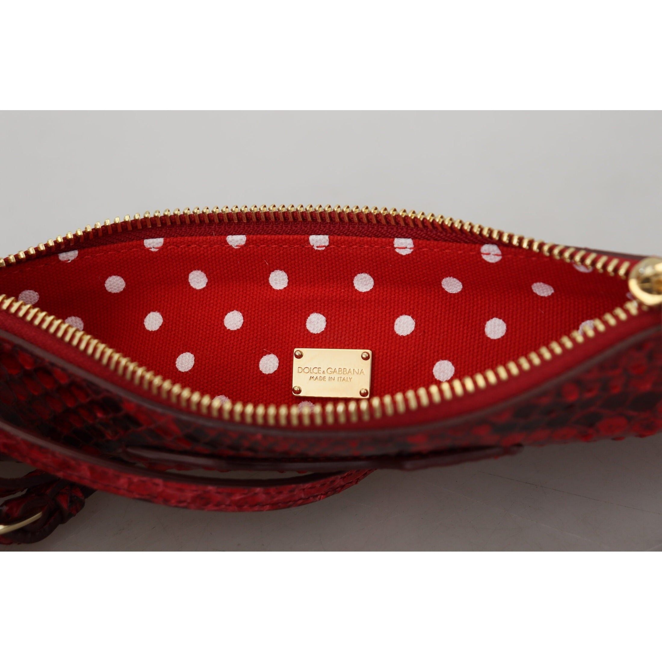 Elegant Red Leather Ayers Snake Clutch