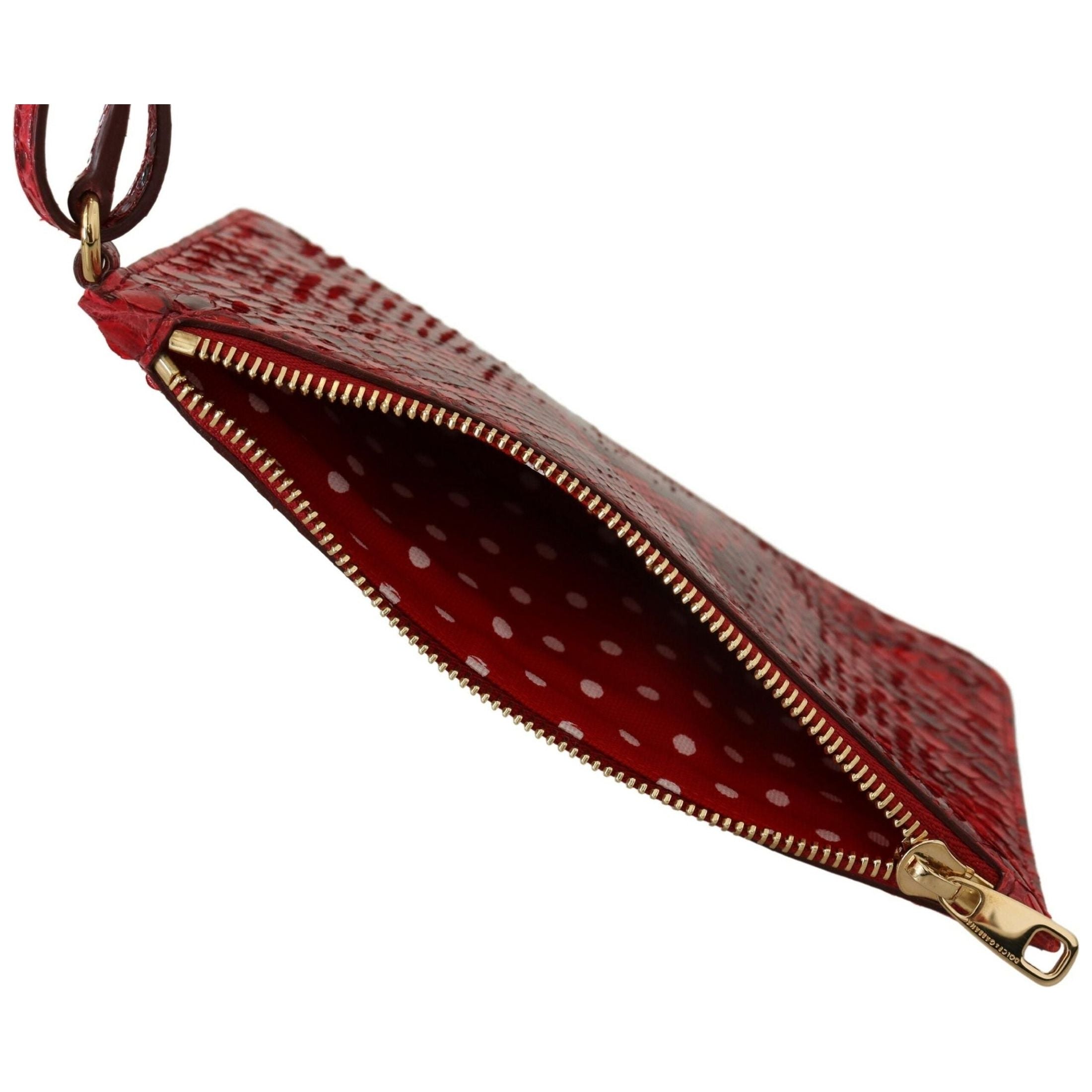 Elegant Red Leather Ayers Snake Clutch