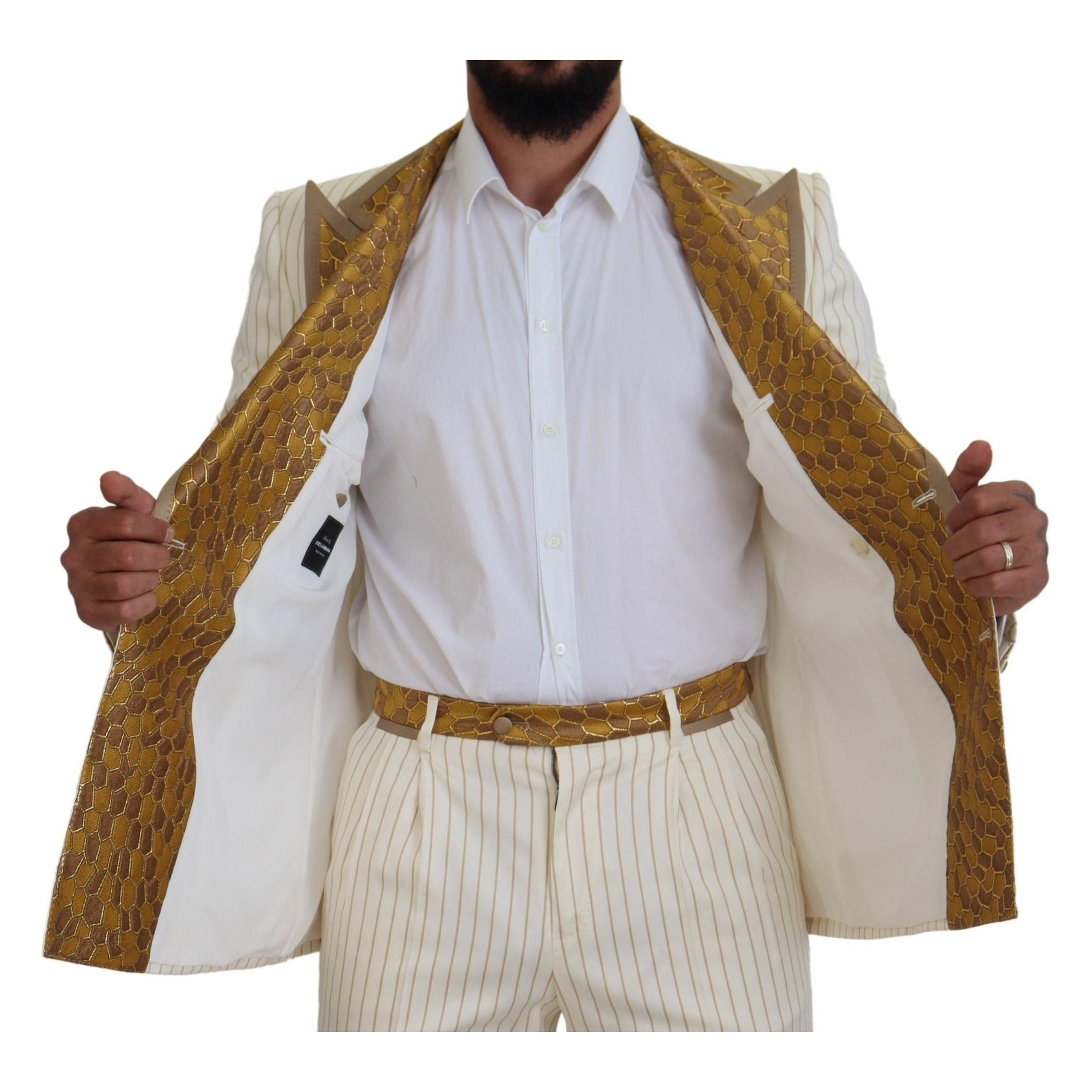 Elegant Off White Double Breasted Suit