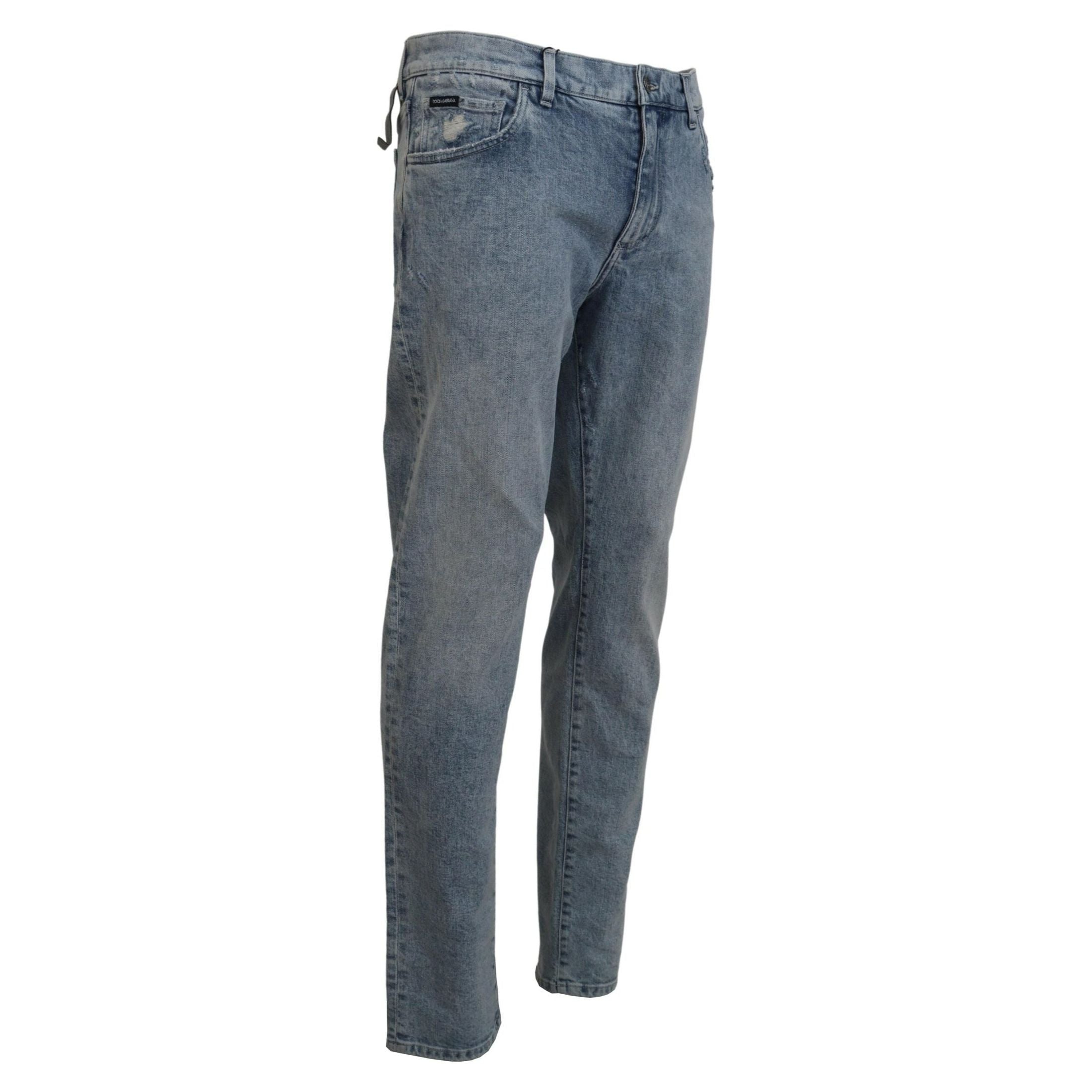 Elegant Slim-Fit Light Blue Denim Pants