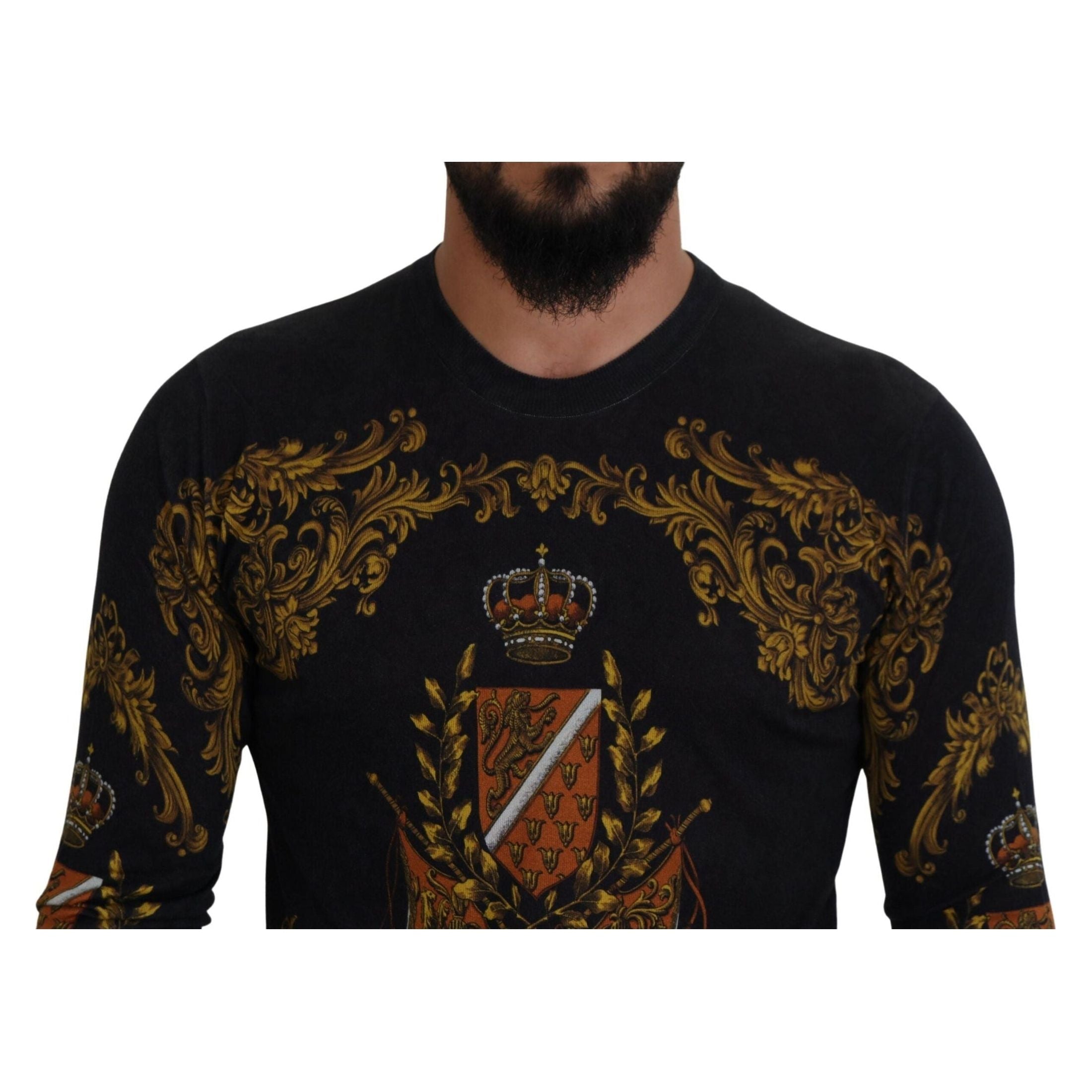 Baroque Medal Motive Silk Sweater