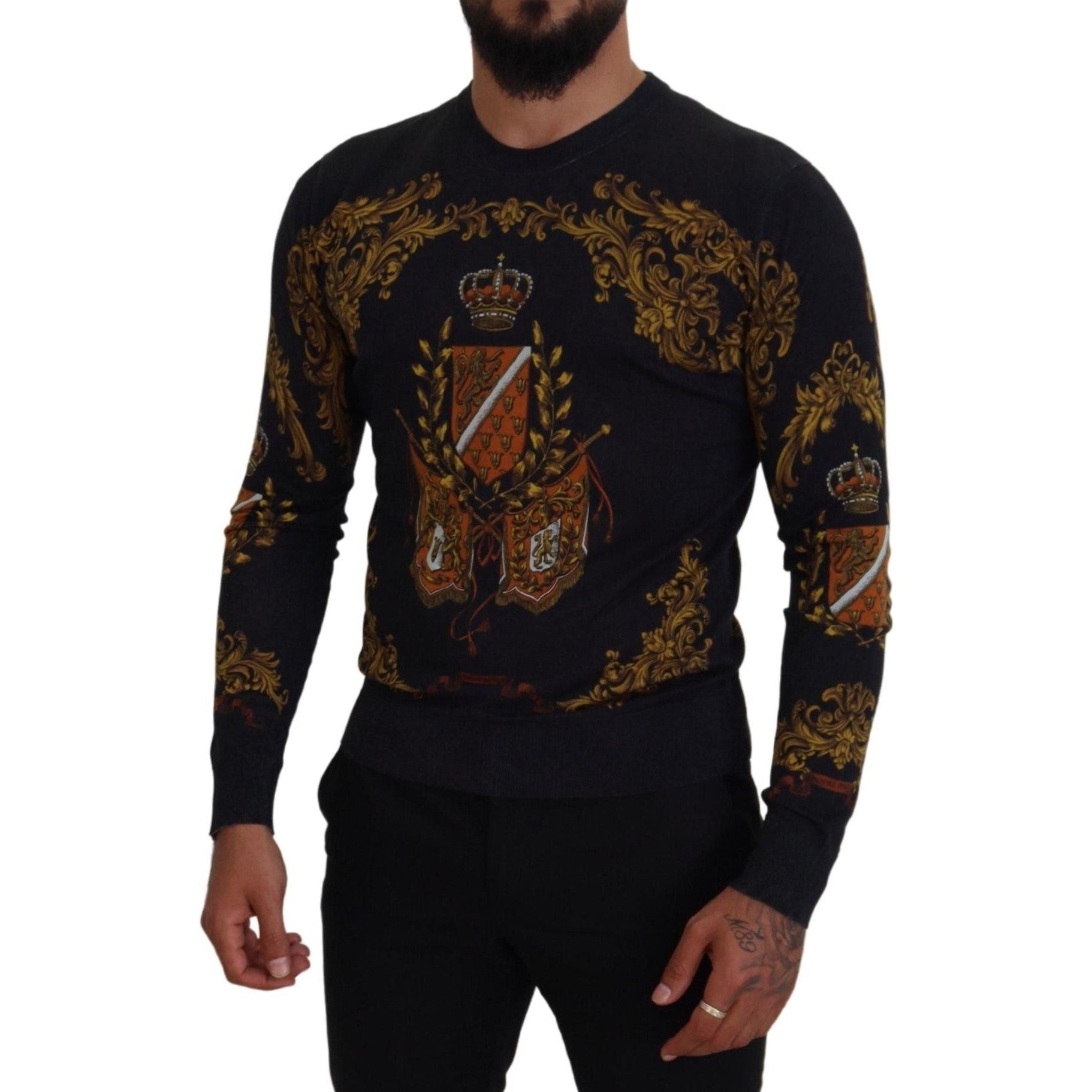 Baroque Medal Motive Silk Sweater