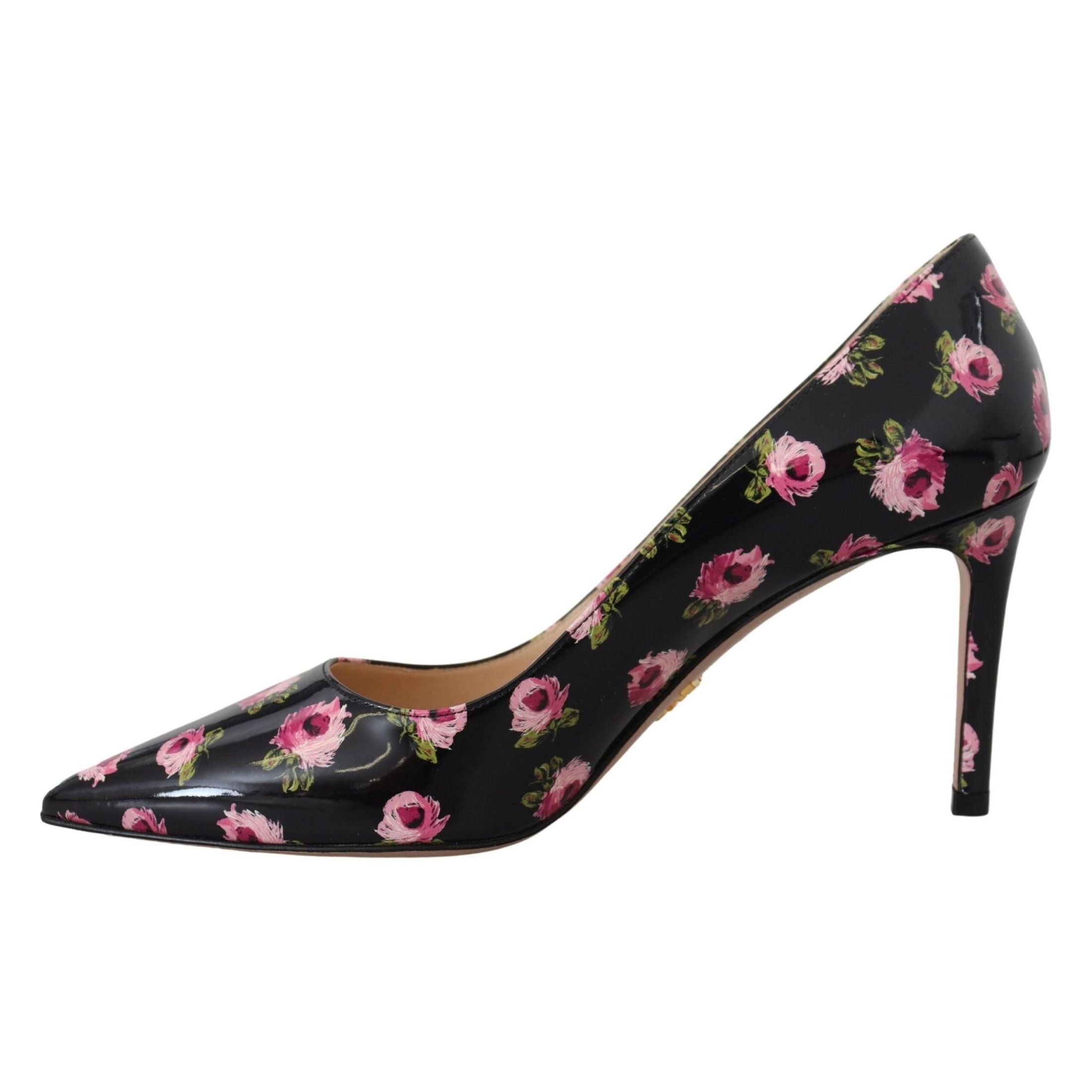 Elegant Floral Print Leather Pumps