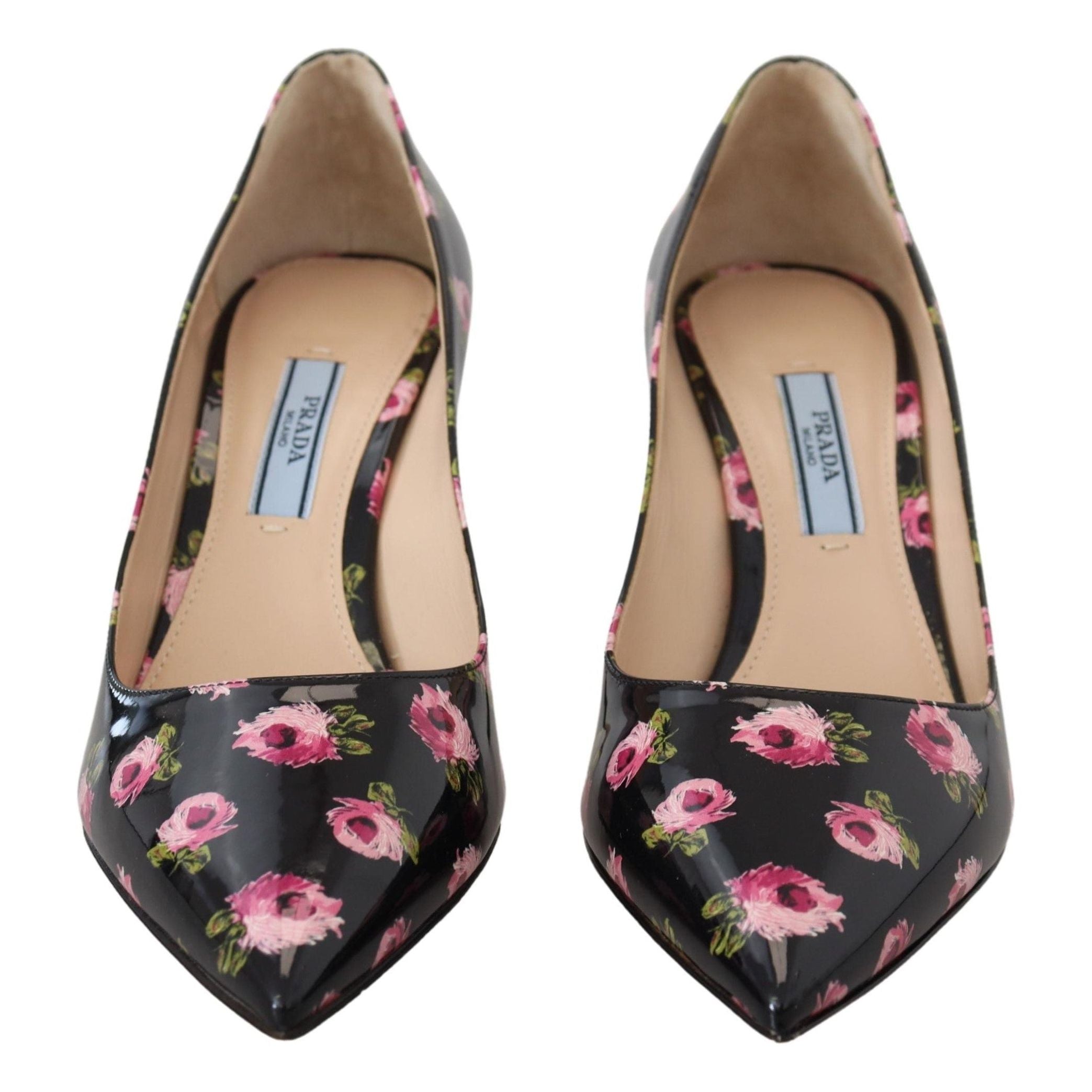 Elegant Floral Print Leather Pumps